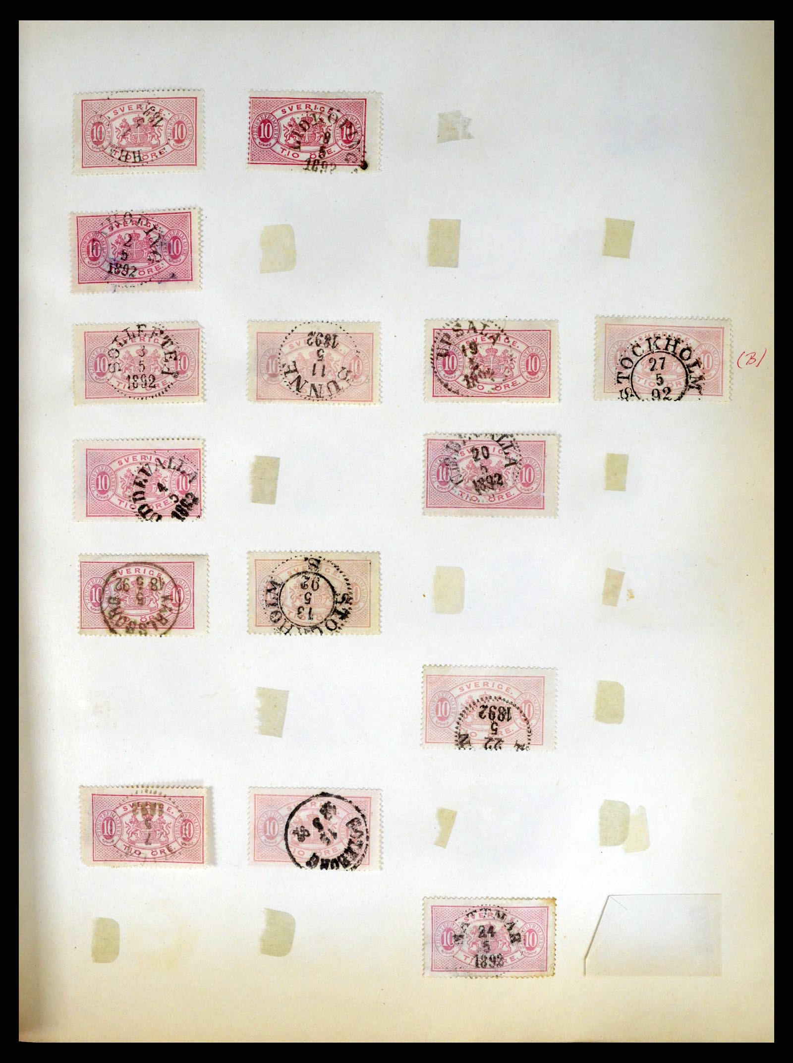 37916 031 - Stamp Collection 37916 Sweden cancels 1874-1896.