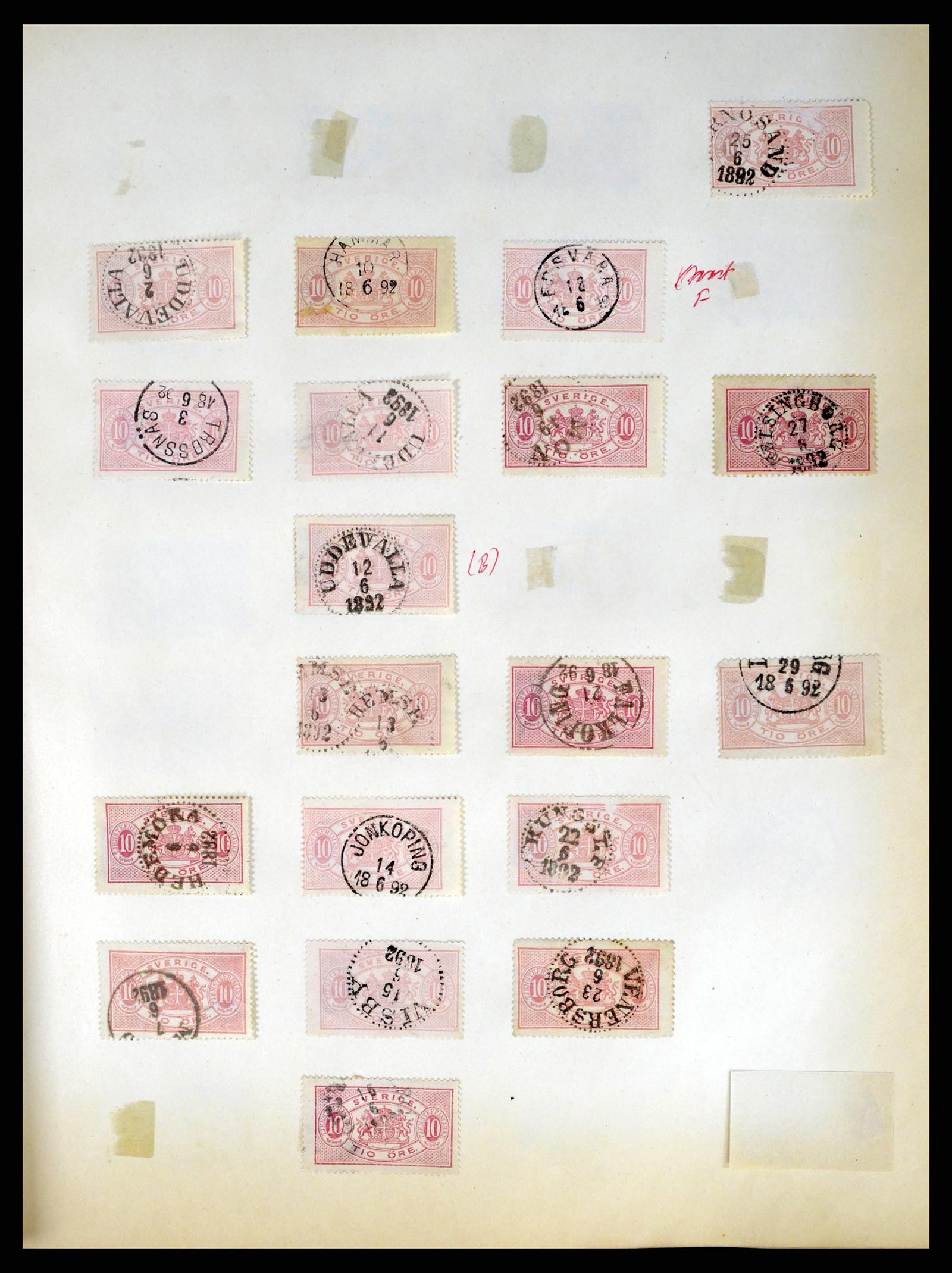 37916 032 - Stamp Collection 37916 Sweden cancels 1874-1896.