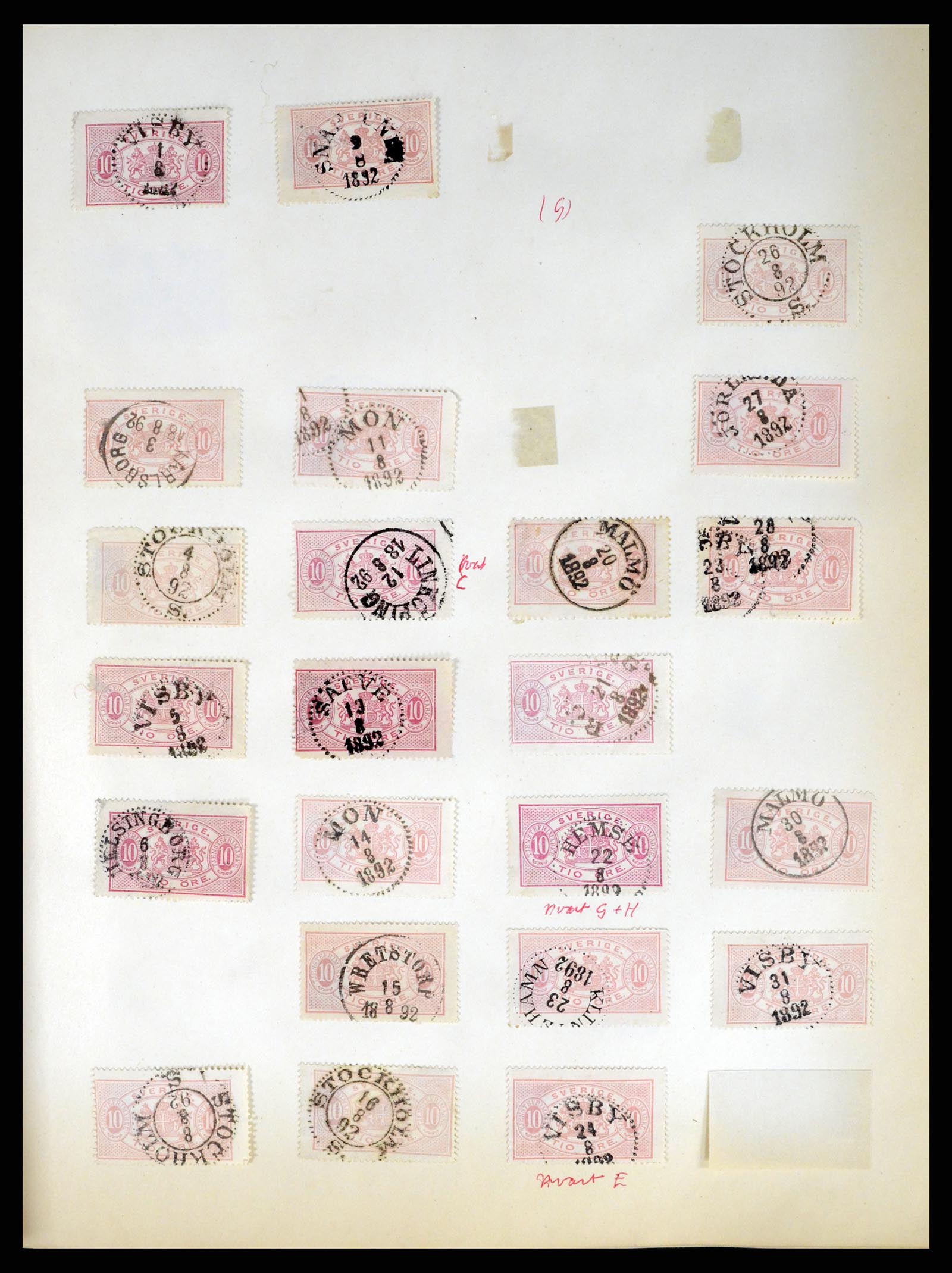 37916 034 - Stamp Collection 37916 Sweden cancels 1874-1896.