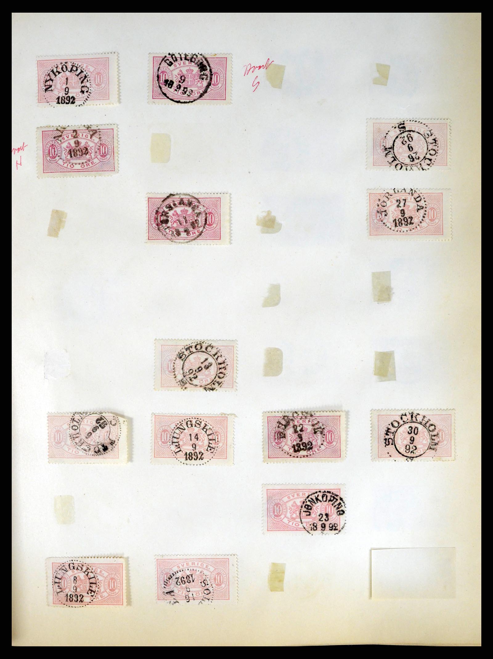 37916 035 - Stamp Collection 37916 Sweden cancels 1874-1896.
