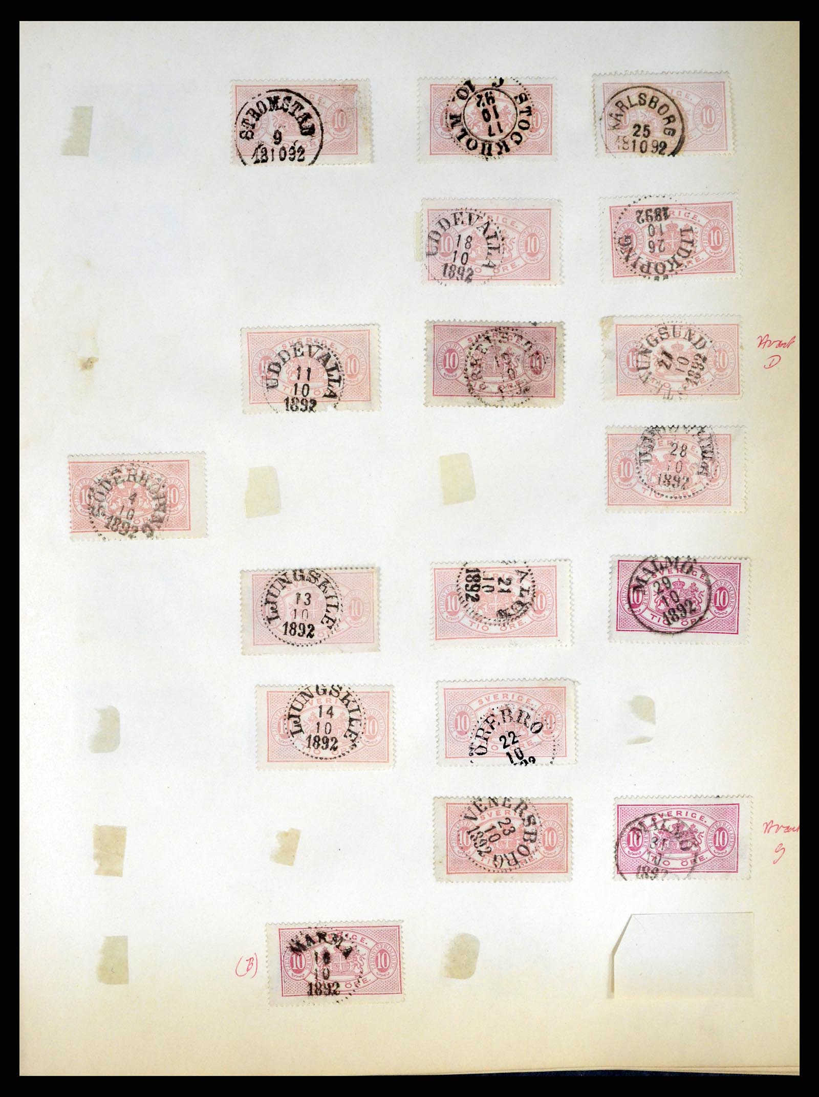 37916 036 - Stamp Collection 37916 Sweden cancels 1874-1896.