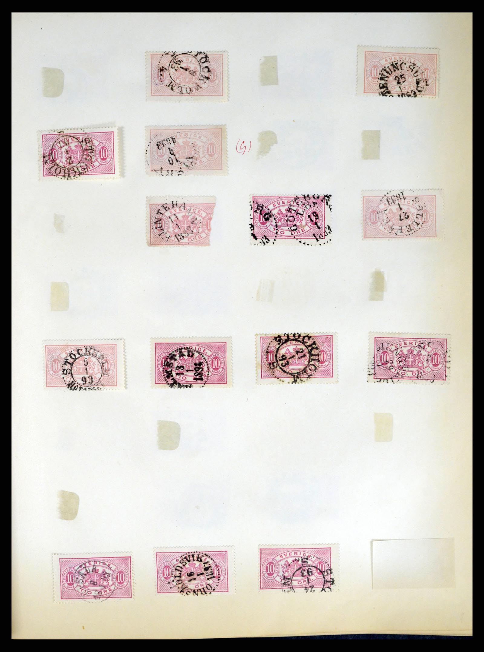 37916 039 - Stamp Collection 37916 Sweden cancels 1874-1896.