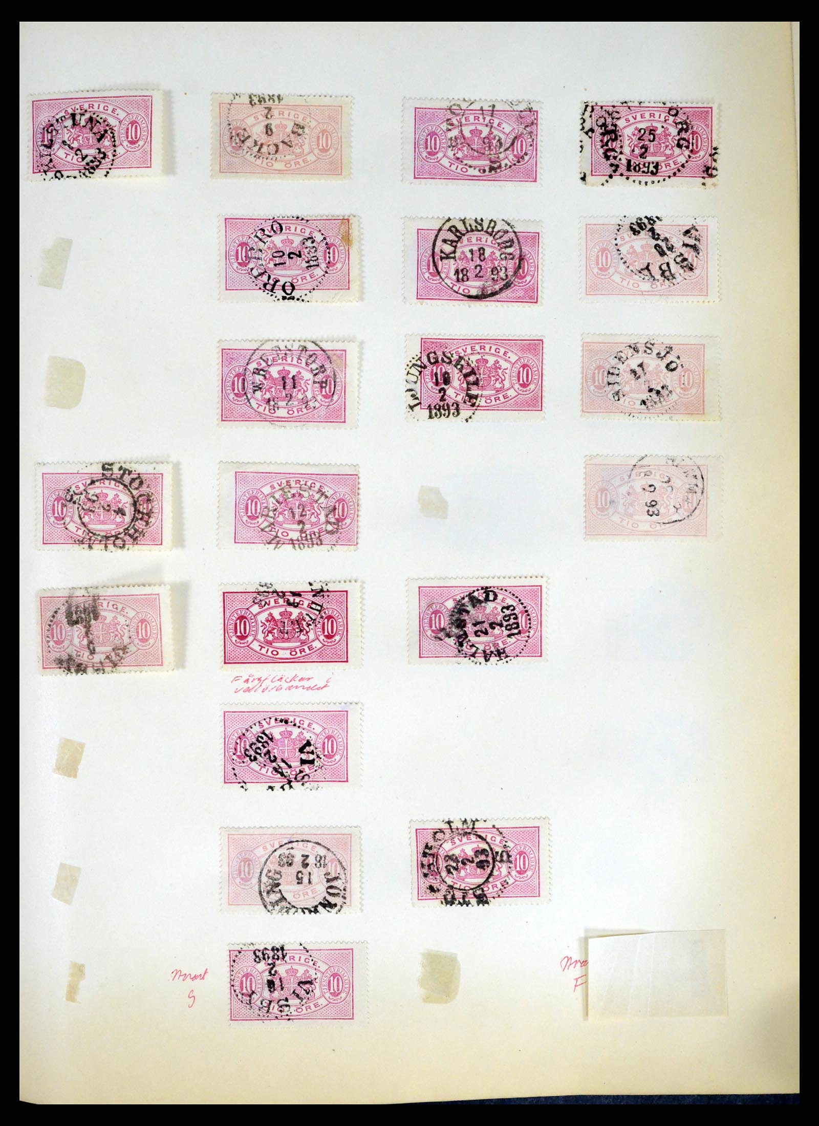 37916 040 - Stamp Collection 37916 Sweden cancels 1874-1896.