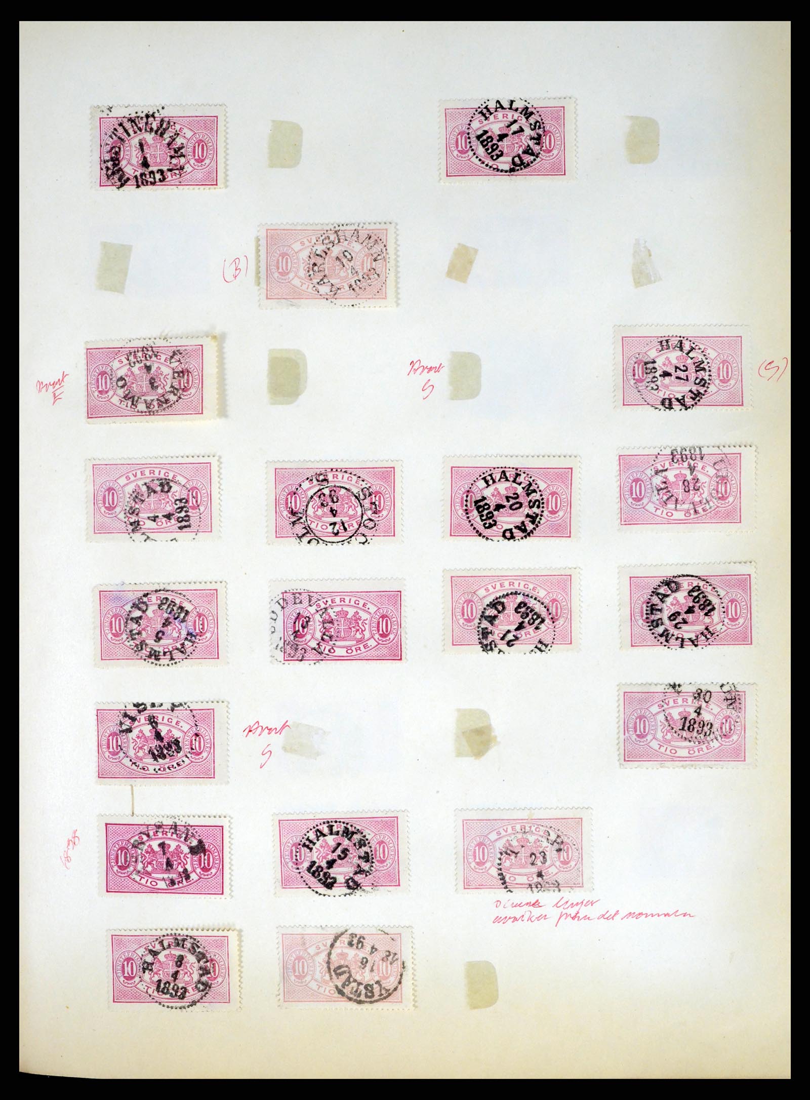 37916 042 - Stamp Collection 37916 Sweden cancels 1874-1896.