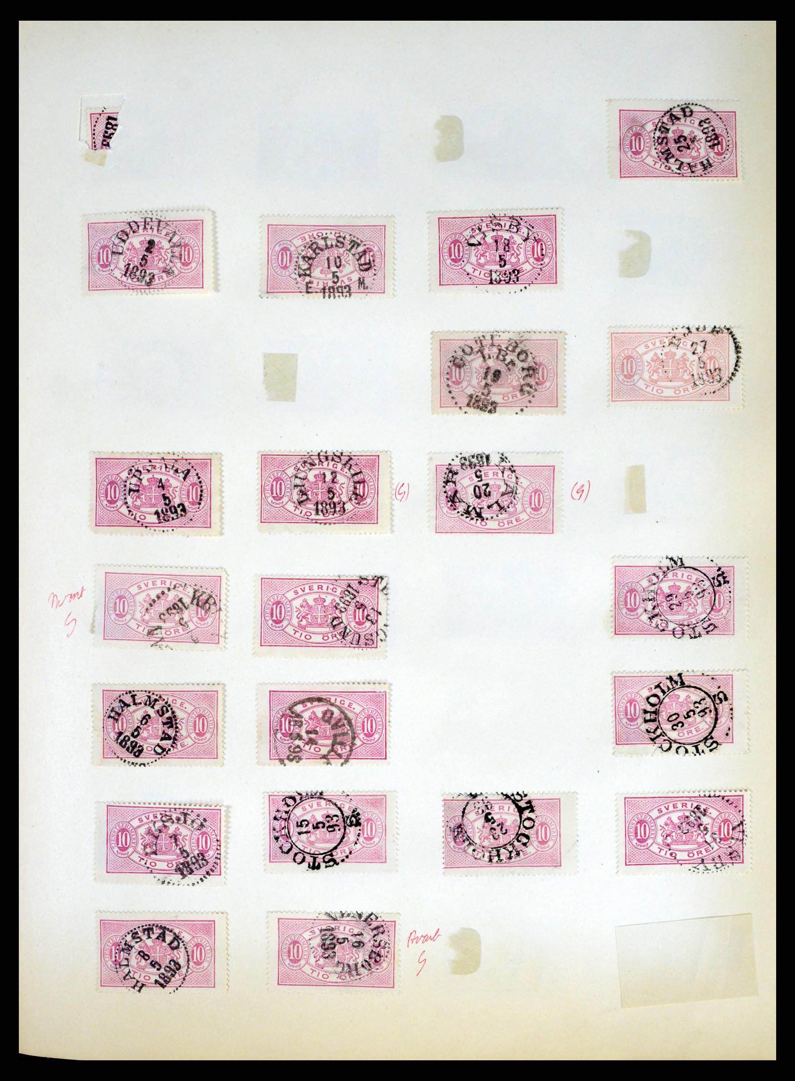 37916 043 - Stamp Collection 37916 Sweden cancels 1874-1896.
