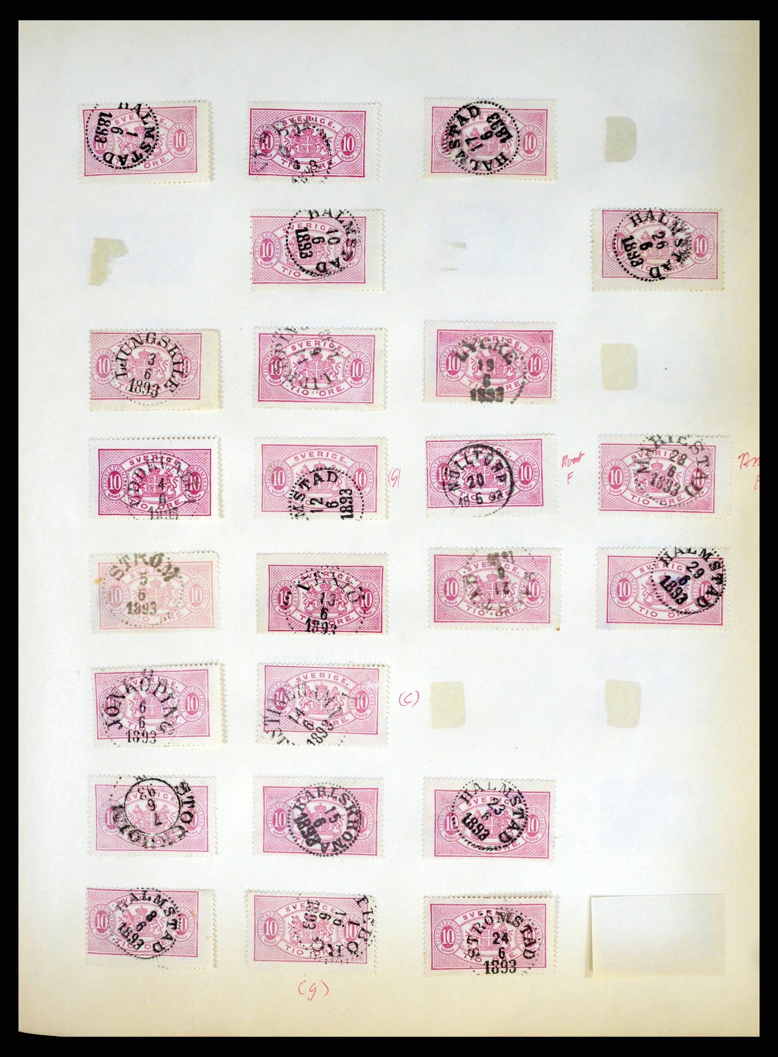 37916 044 - Stamp Collection 37916 Sweden cancels 1874-1896.