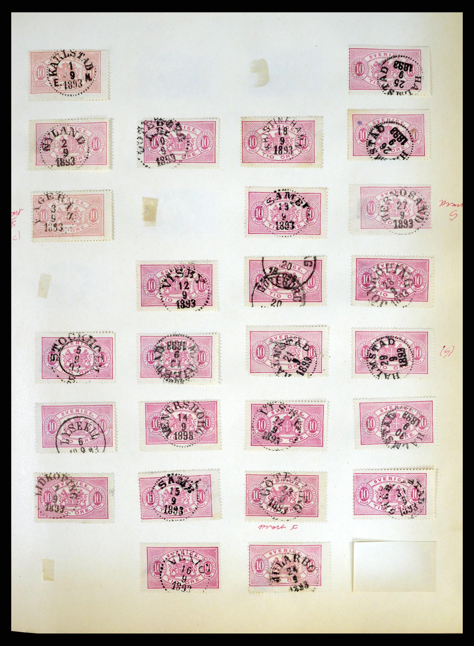 37916 047 - Stamp Collection 37916 Sweden cancels 1874-1896.