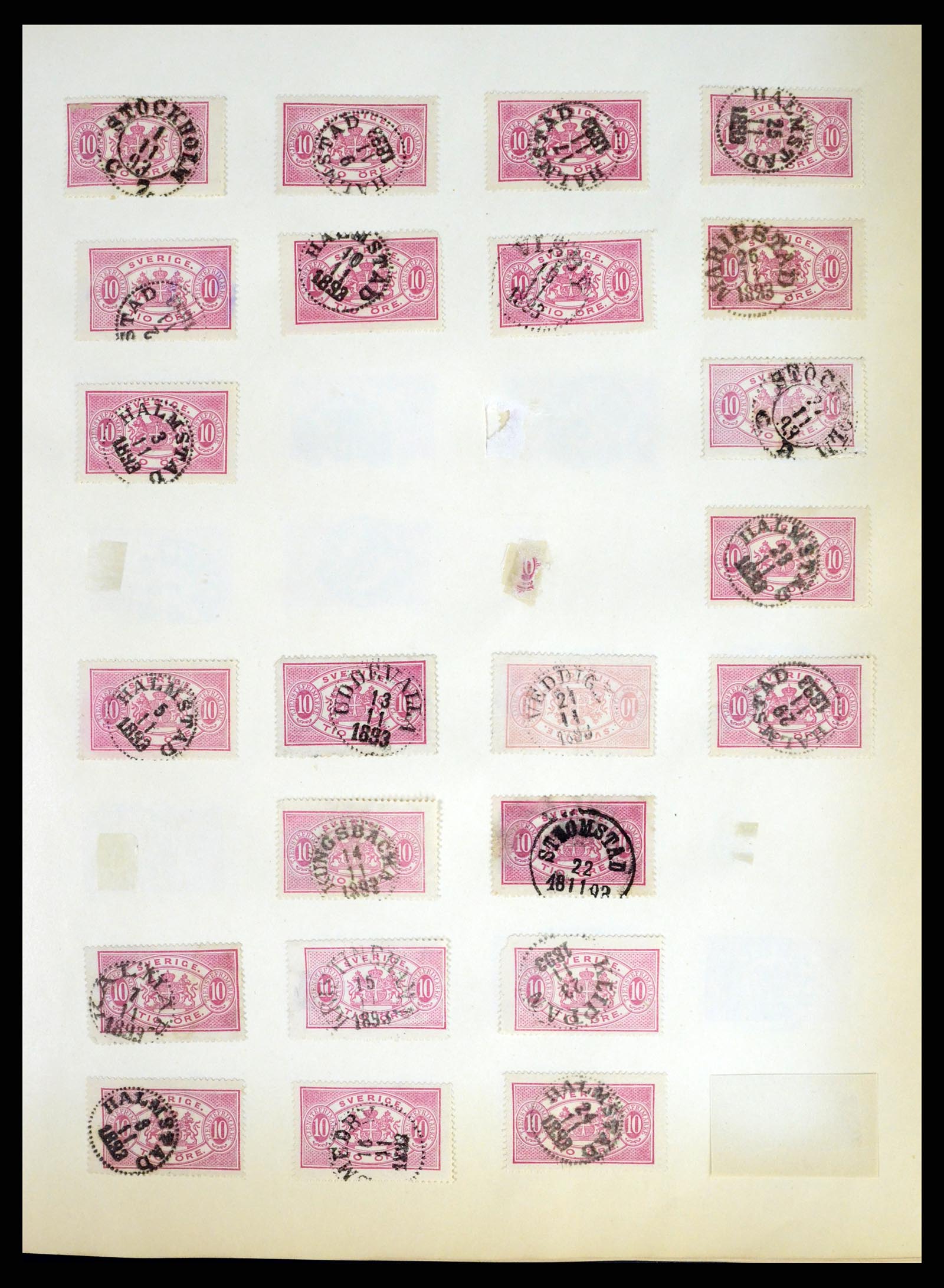 37916 049 - Stamp Collection 37916 Sweden cancels 1874-1896.