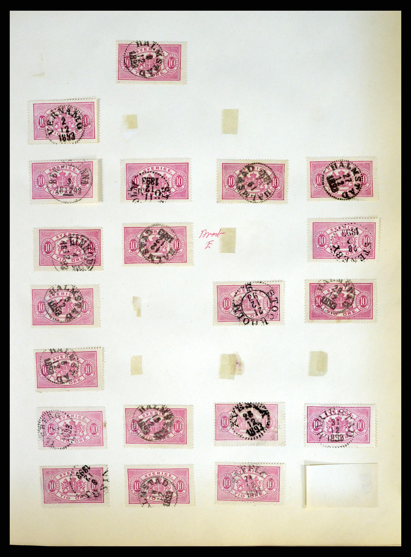 37916 050 - Stamp Collection 37916 Sweden cancels 1874-1896.