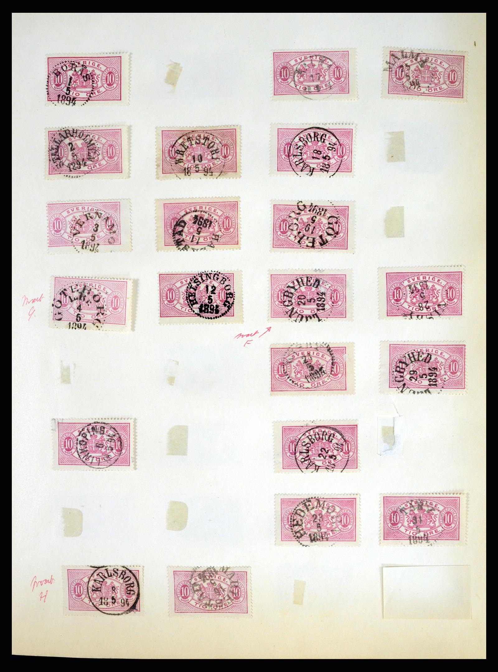 37916 055 - Postzegelverzameling 37916 Zweden stempels 1874-1896.