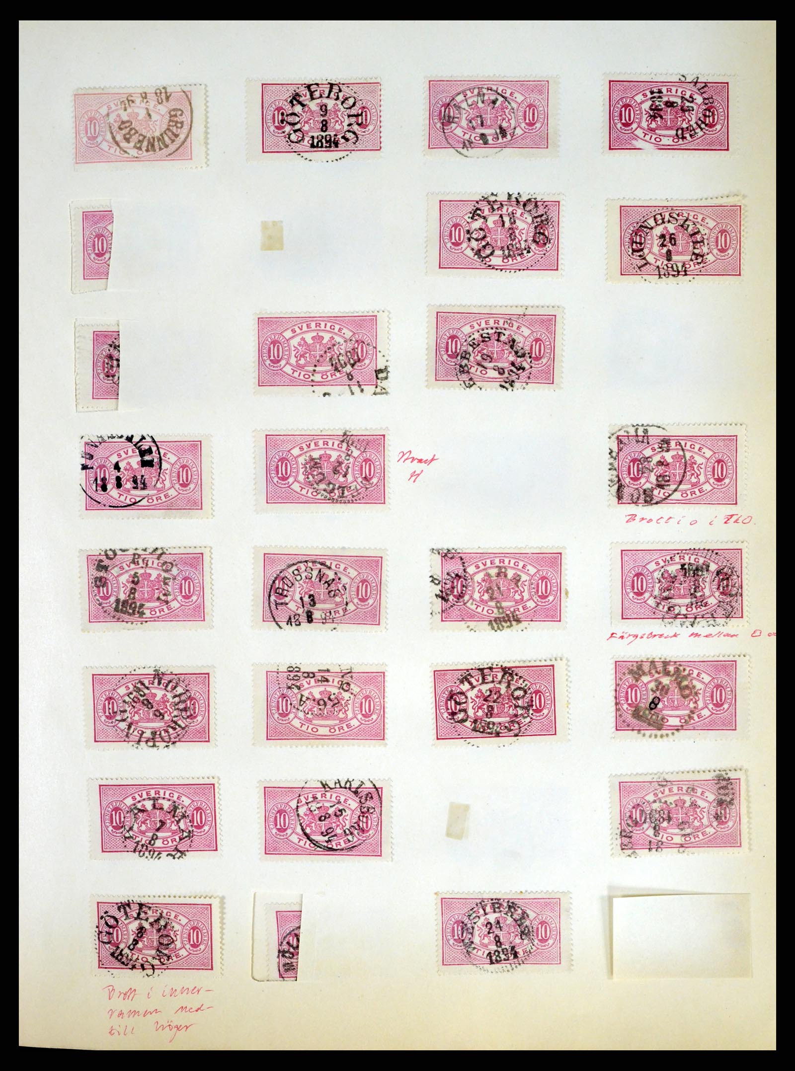 37916 058 - Stamp Collection 37916 Sweden cancels 1874-1896.