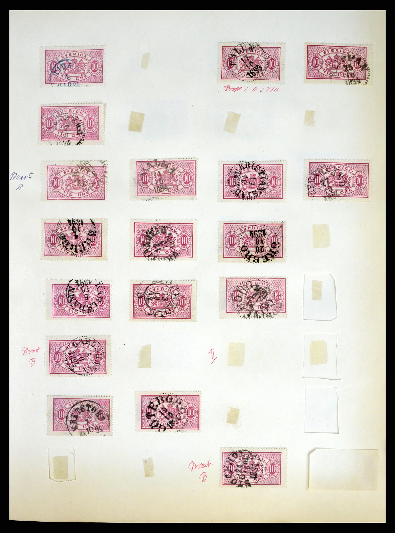 37916 060 - Stamp Collection 37916 Sweden cancels 1874-1896.