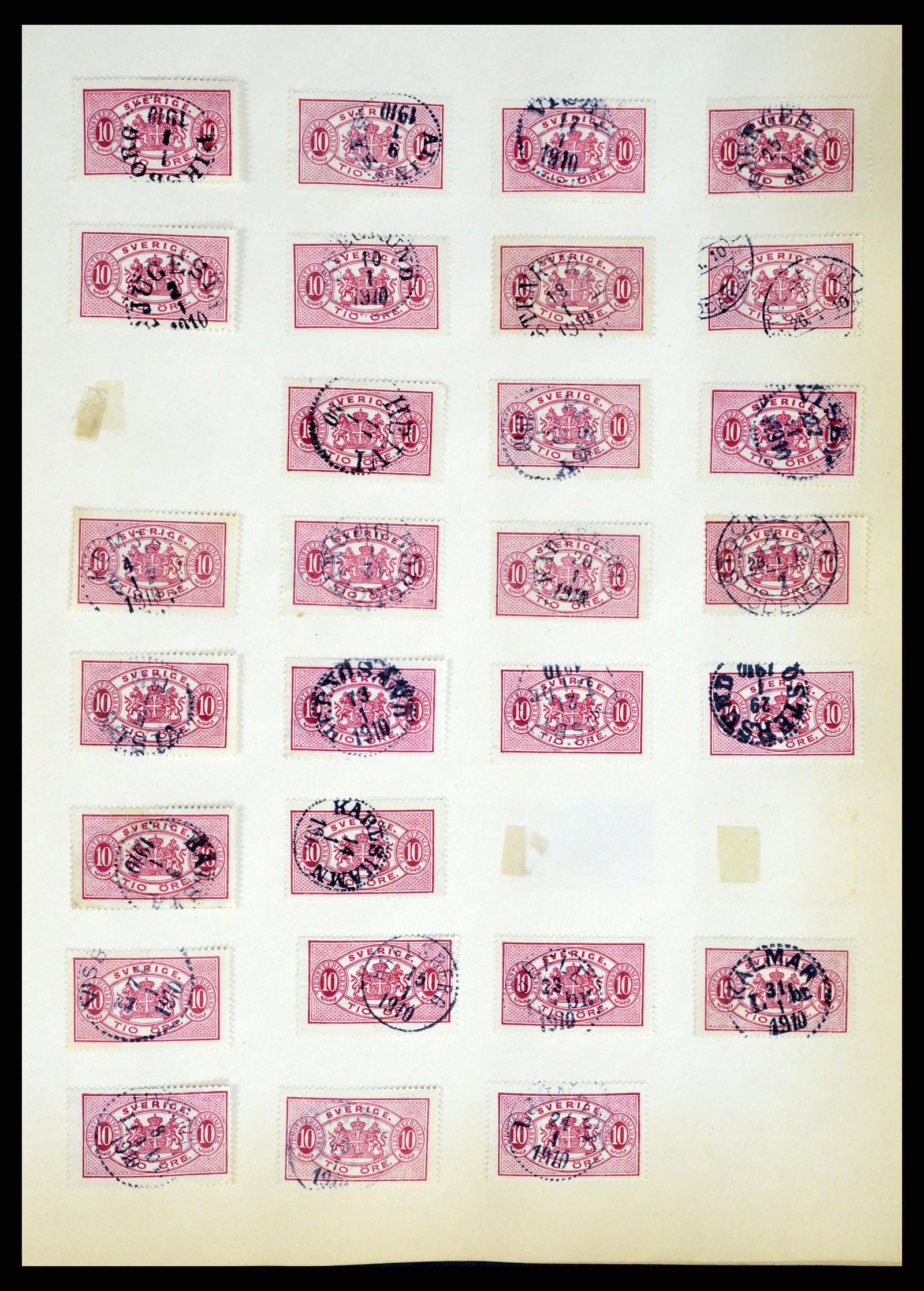 37916 242 - Stamp Collection 37916 Sweden cancels 1874-1896.