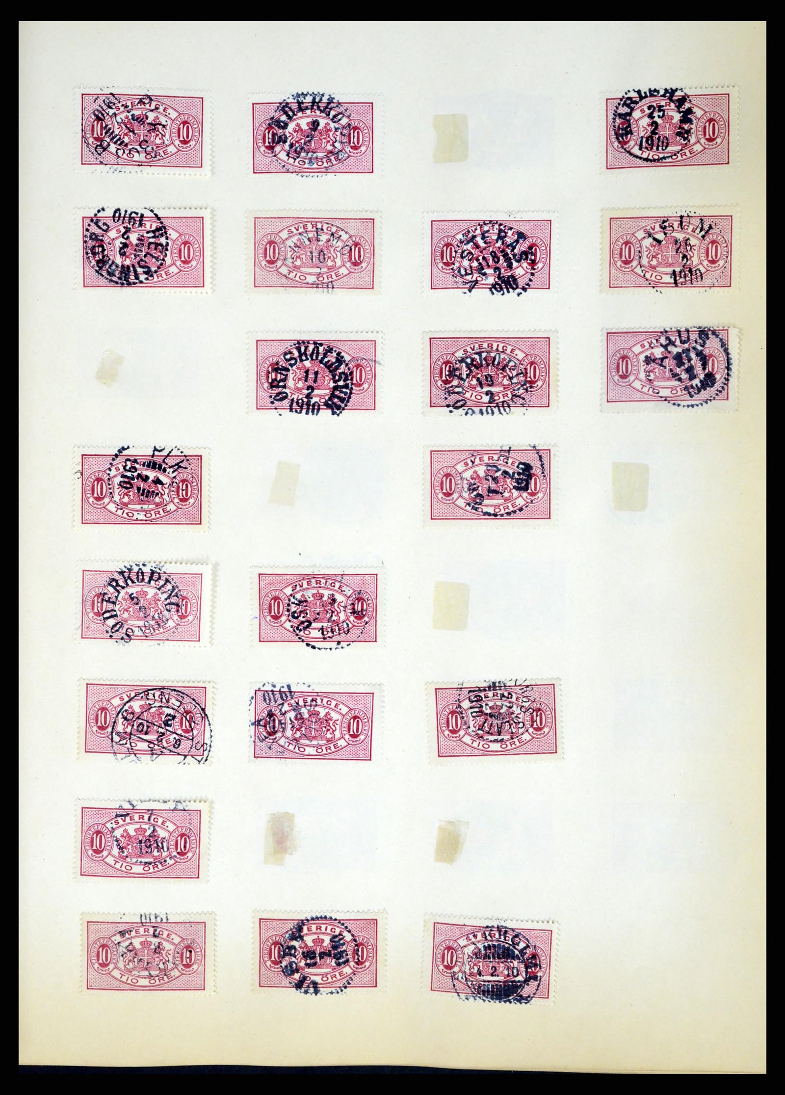 37916 243 - Stamp Collection 37916 Sweden cancels 1874-1896.