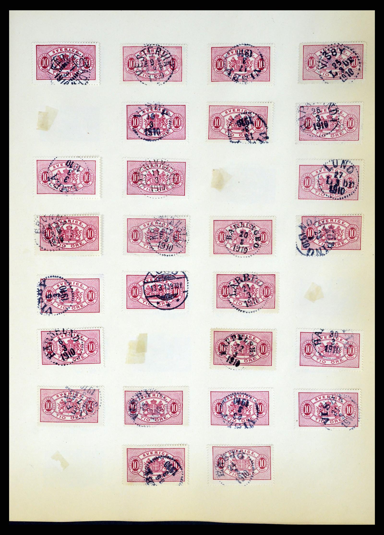 37916 244 - Stamp Collection 37916 Sweden cancels 1874-1896.