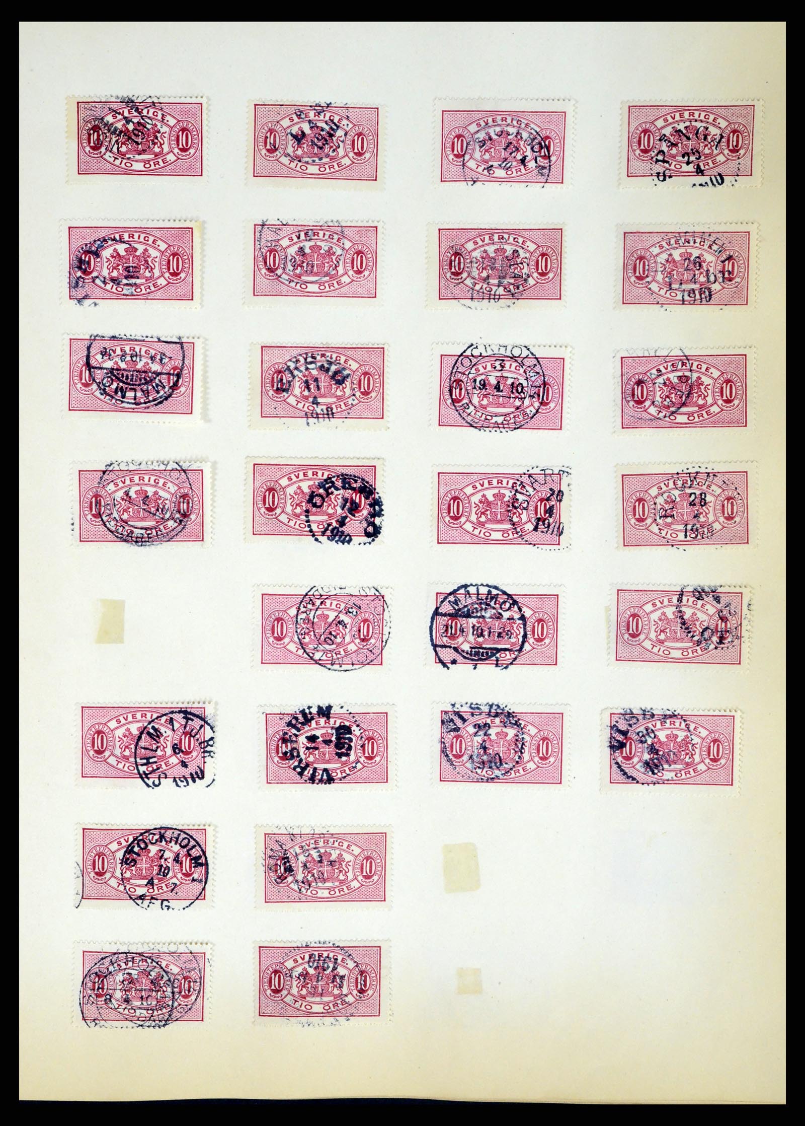 37916 245 - Stamp Collection 37916 Sweden cancels 1874-1896.