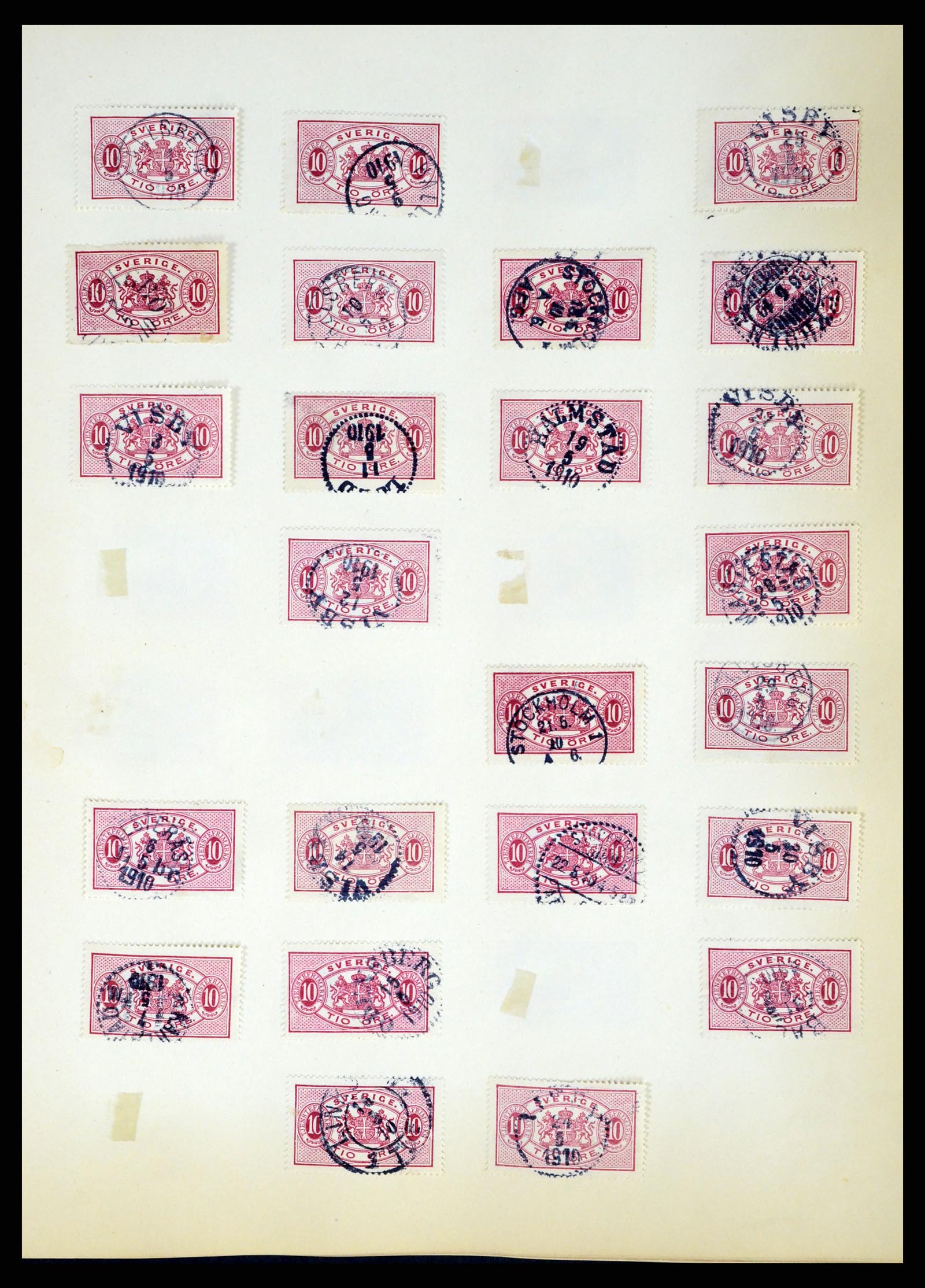 37916 246 - Stamp Collection 37916 Sweden cancels 1874-1896.