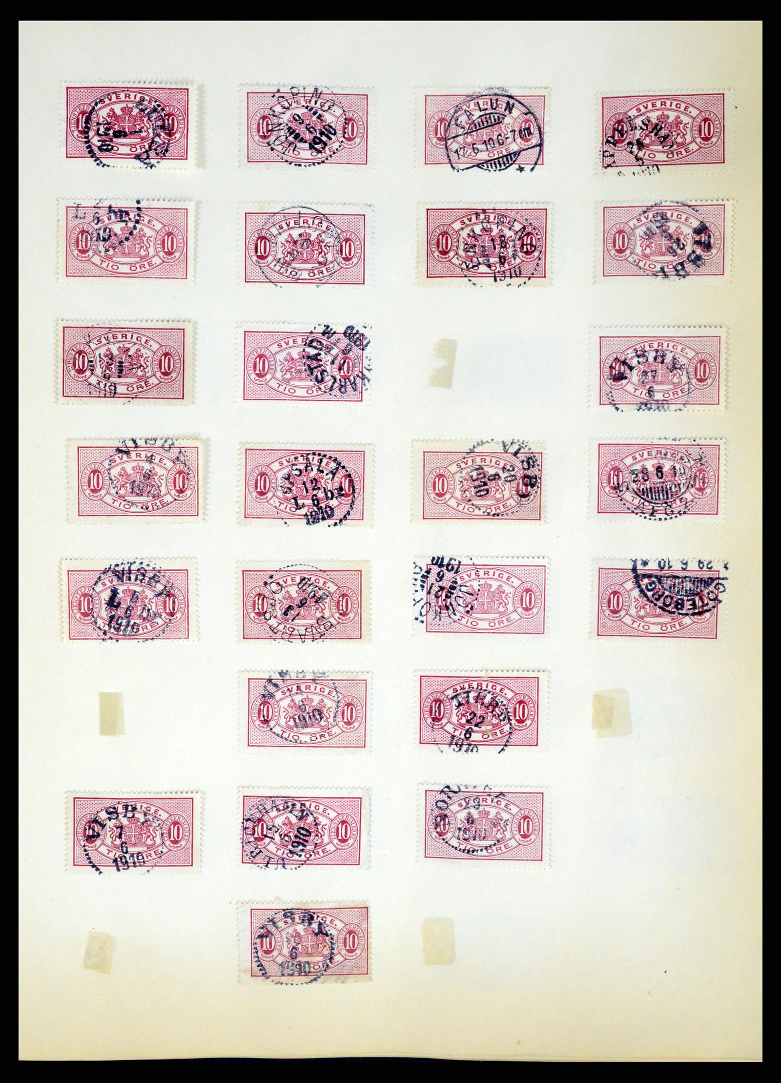 37916 247 - Stamp Collection 37916 Sweden cancels 1874-1896.