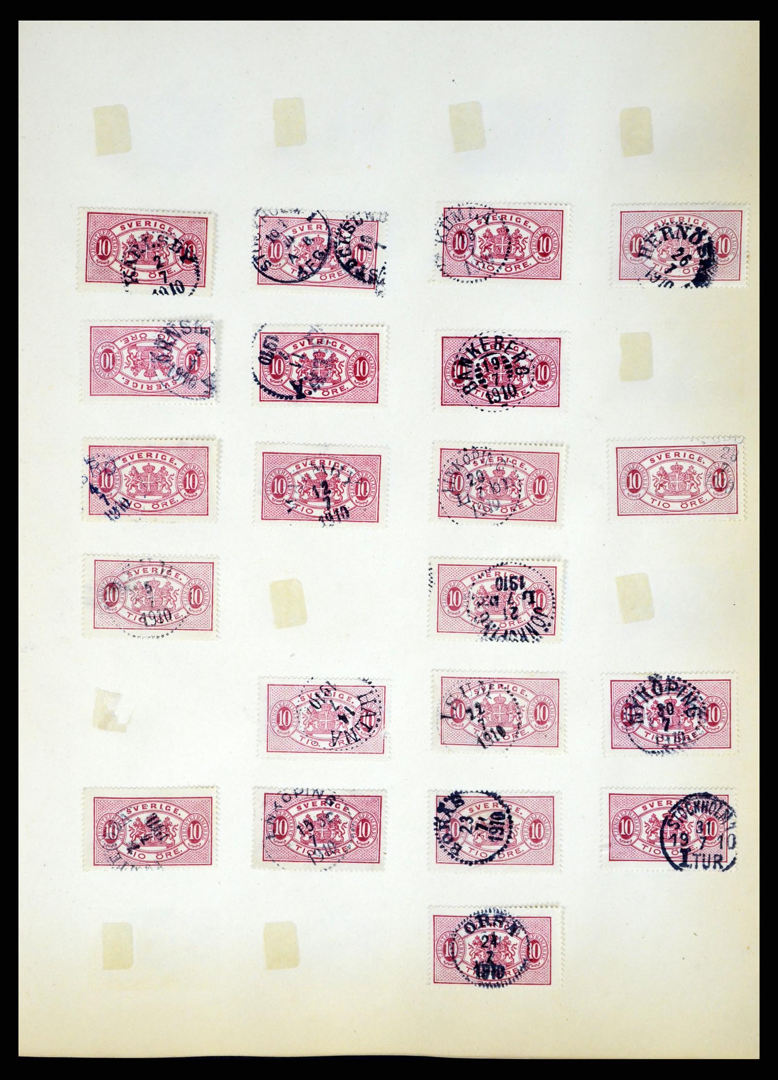 37916 248 - Stamp Collection 37916 Sweden cancels 1874-1896.