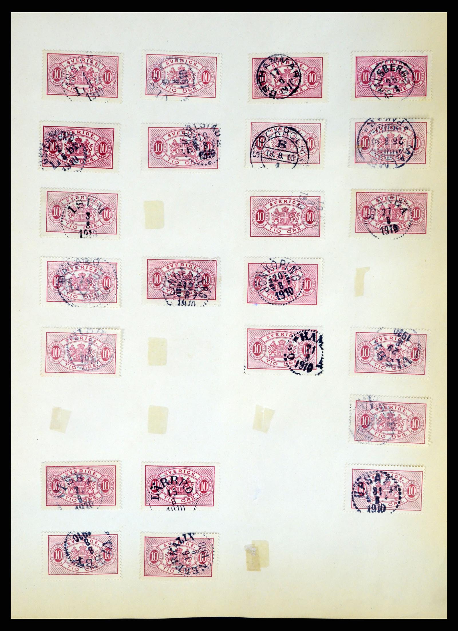 37916 249 - Stamp Collection 37916 Sweden cancels 1874-1896.