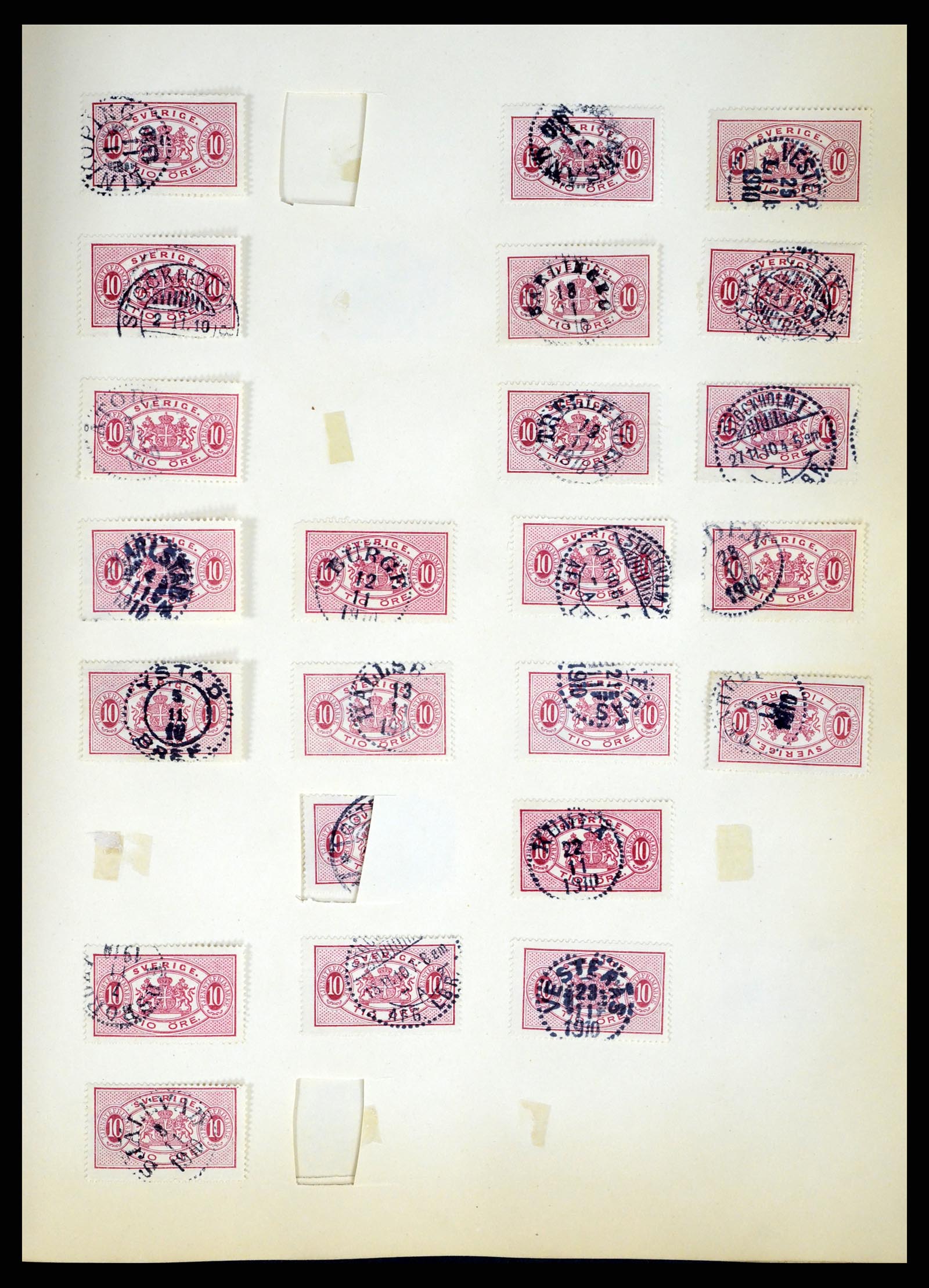 37916 252 - Stamp Collection 37916 Sweden cancels 1874-1896.