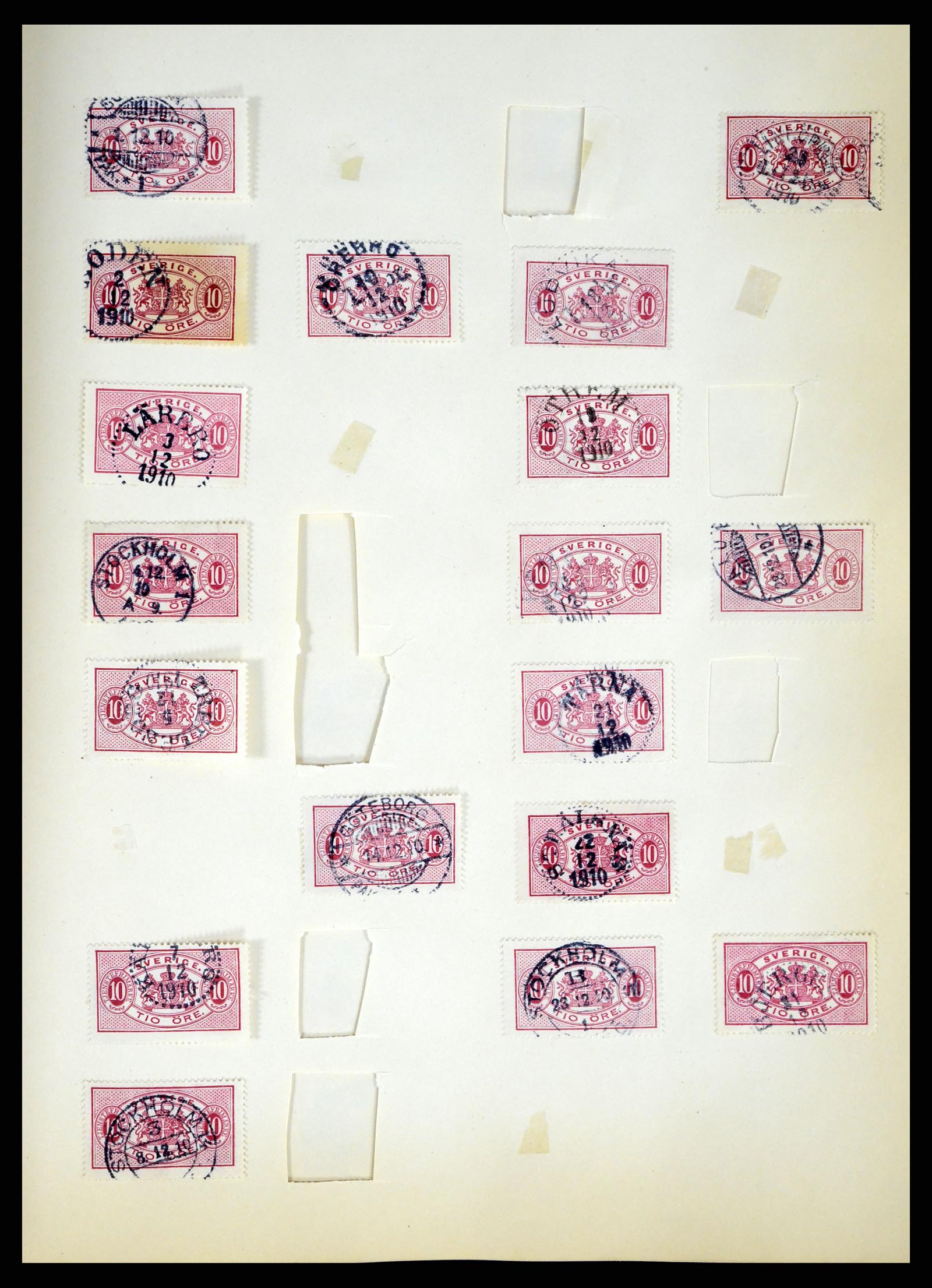 37916 253 - Stamp Collection 37916 Sweden cancels 1874-1896.