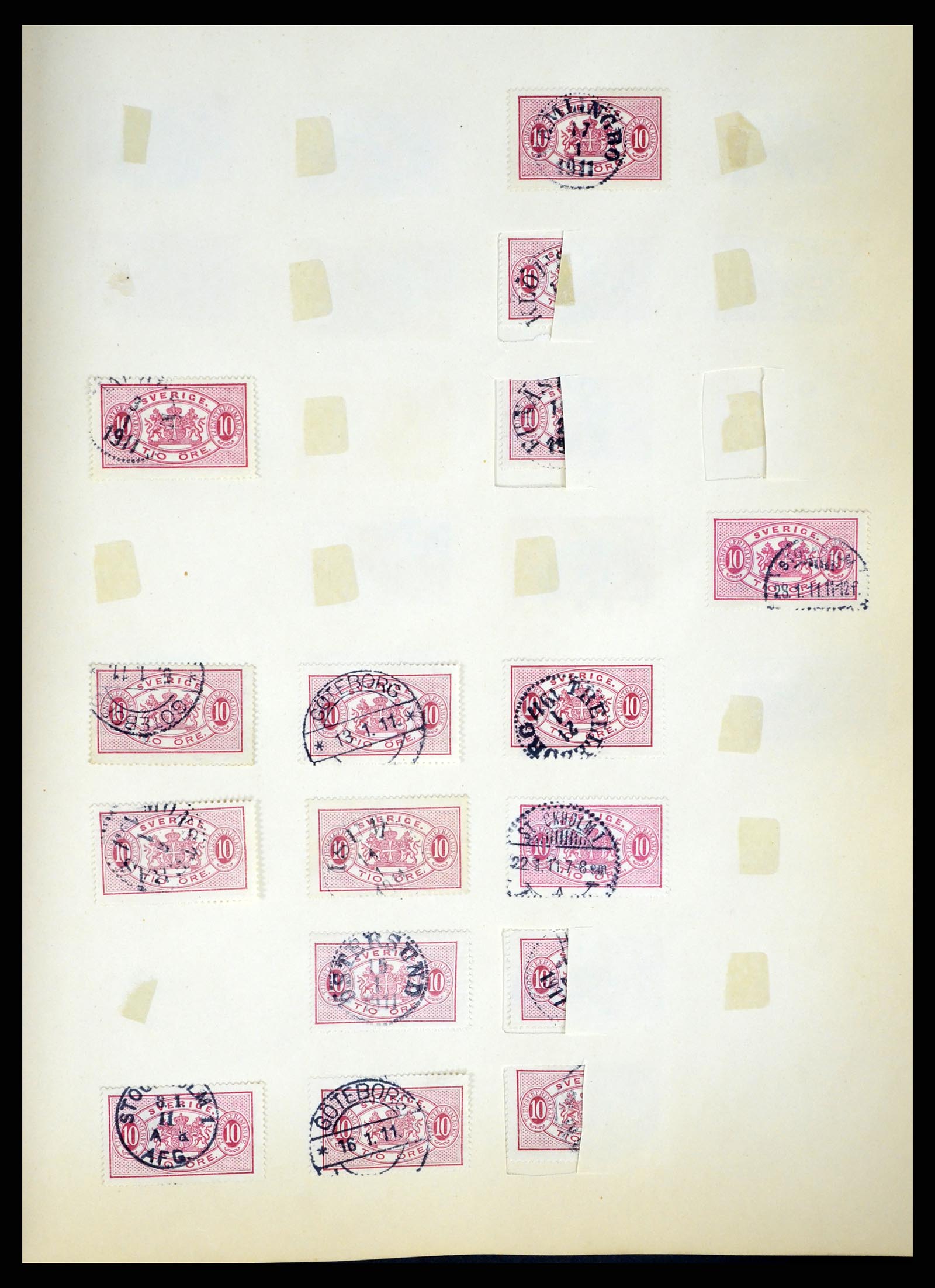 37916 254 - Stamp Collection 37916 Sweden cancels 1874-1896.