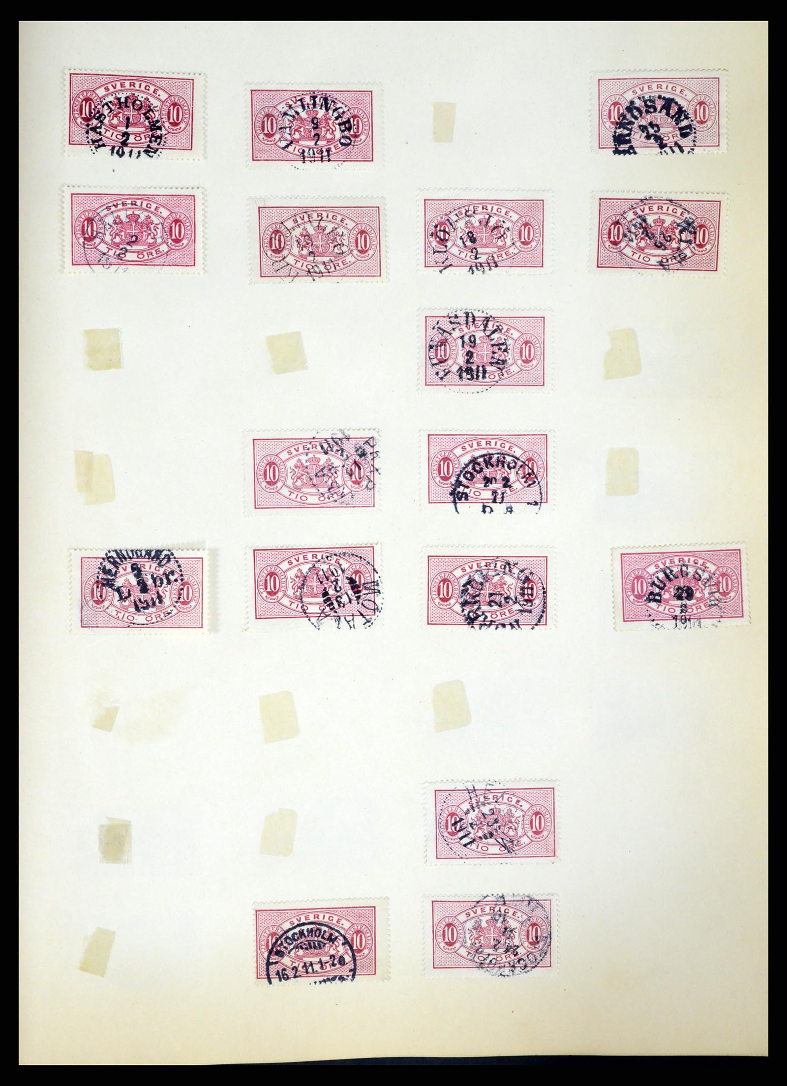 37916 255 - Stamp Collection 37916 Sweden cancels 1874-1896.