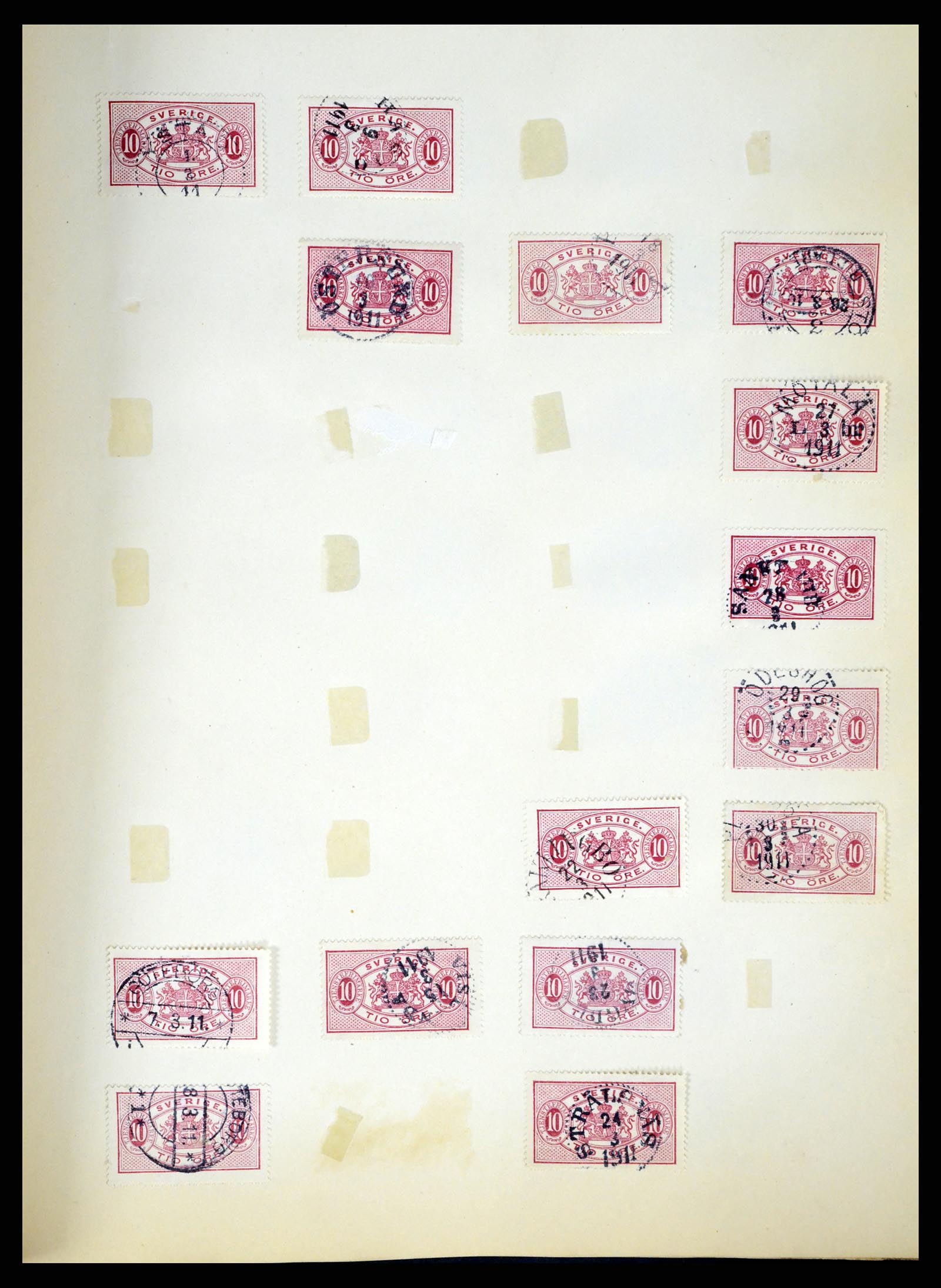 37916 256 - Stamp Collection 37916 Sweden cancels 1874-1896.