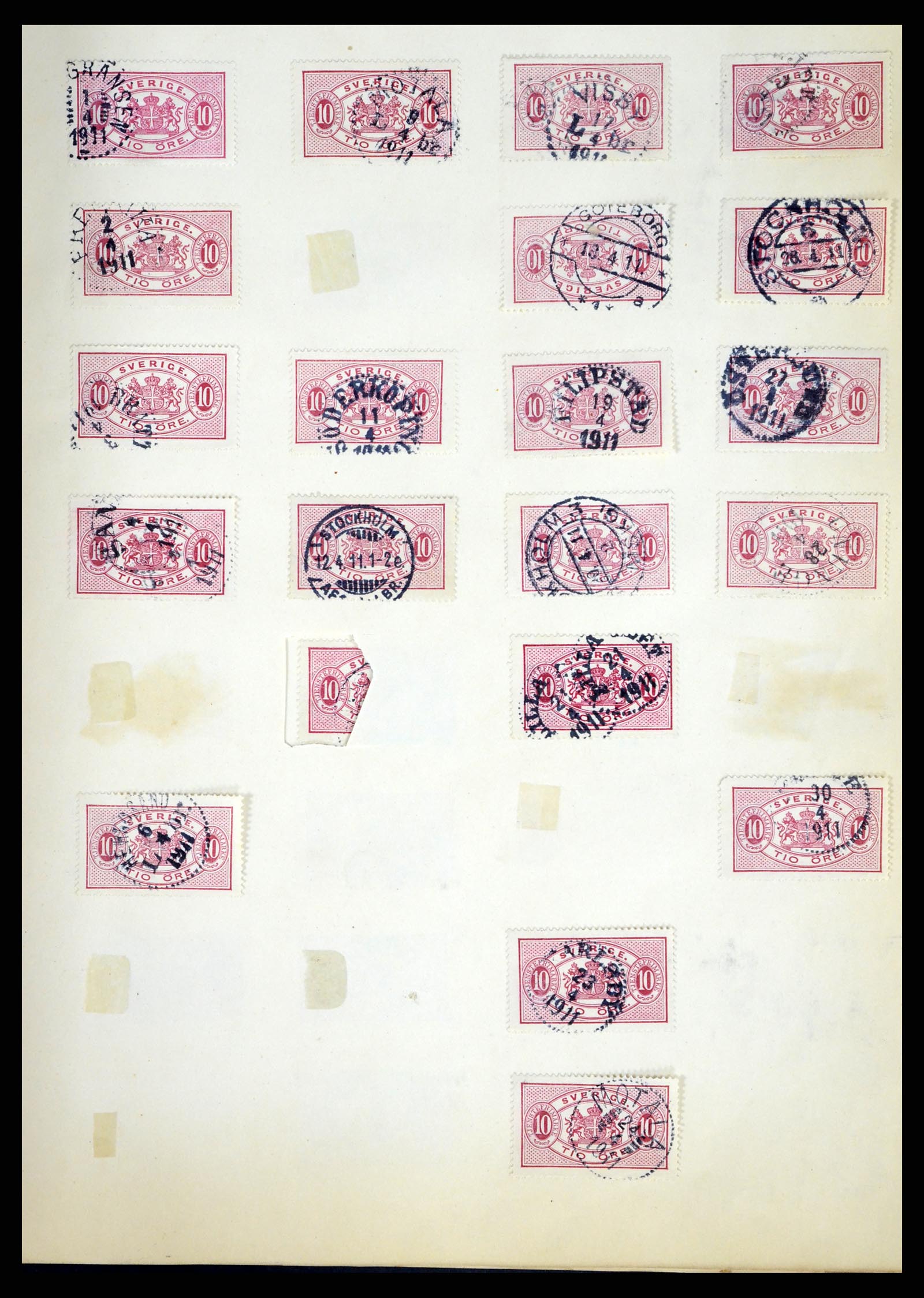37916 257 - Stamp Collection 37916 Sweden cancels 1874-1896.
