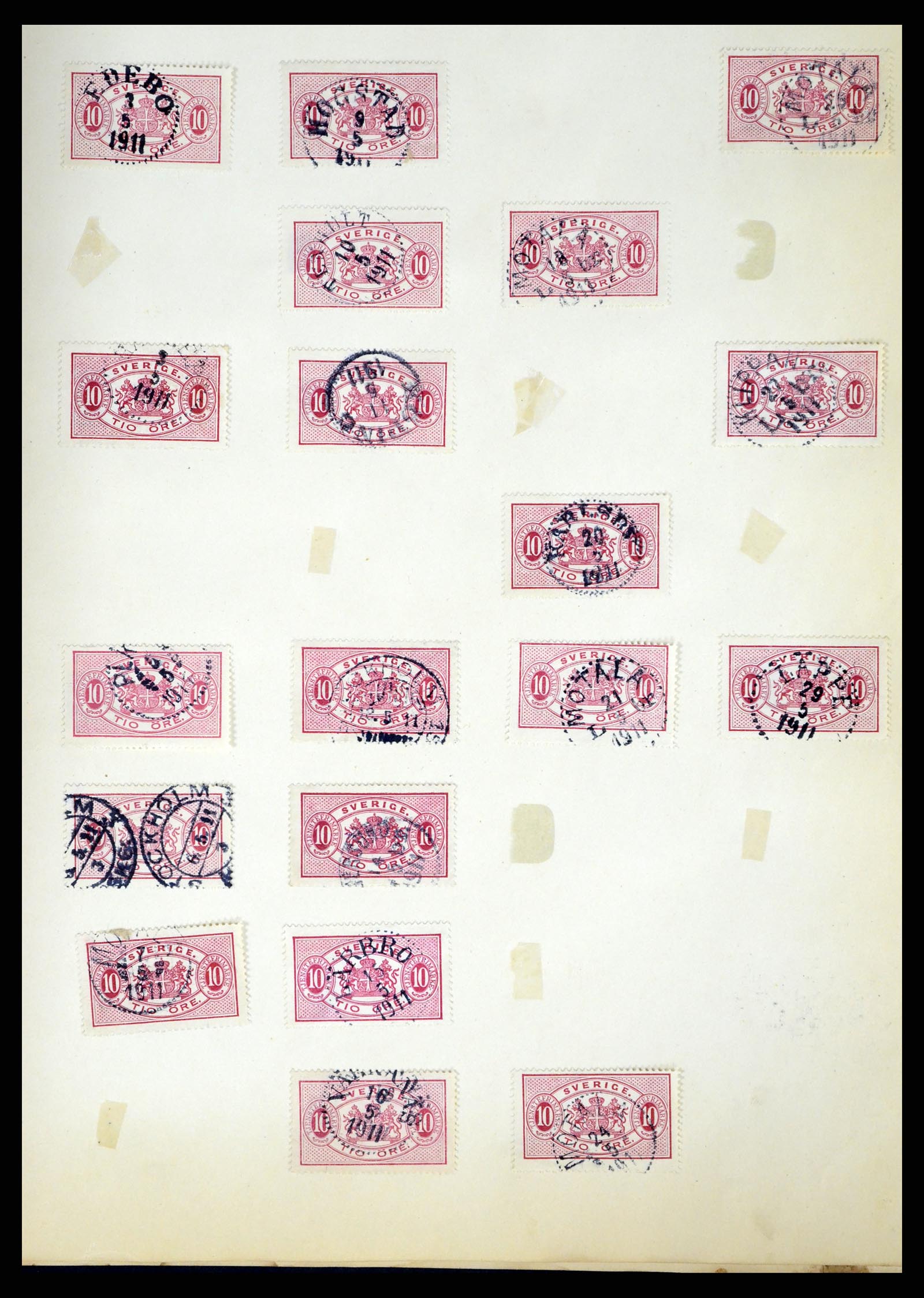 37916 258 - Stamp Collection 37916 Sweden cancels 1874-1896.