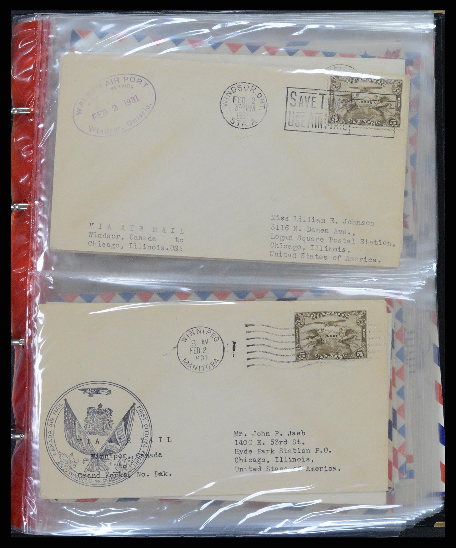 37922 001 - Stamp Collection 37922 Canada airmail covers 1928-1949.