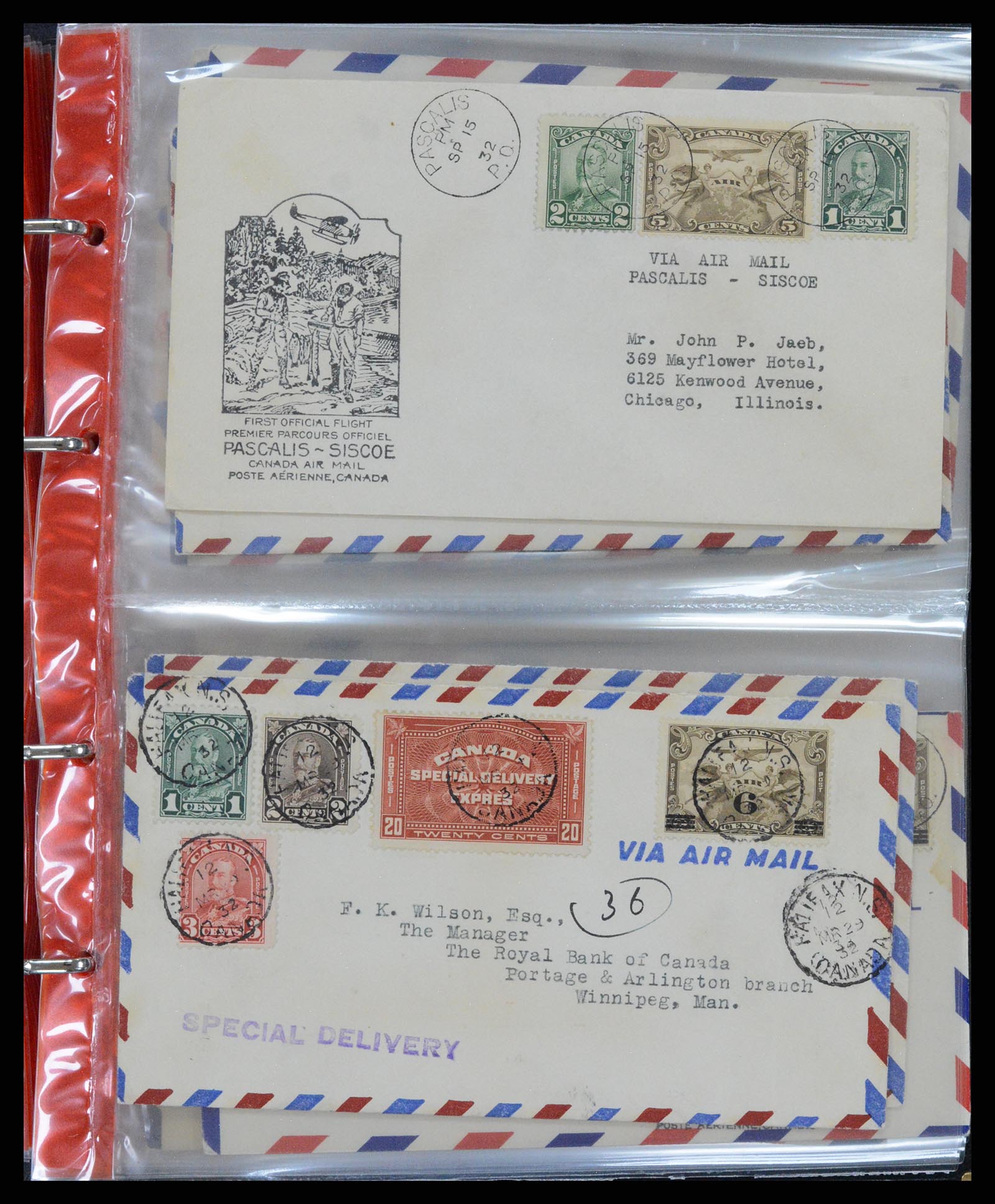 37922 013 - Stamp Collection 37922 Canada airmail covers 1928-1949.