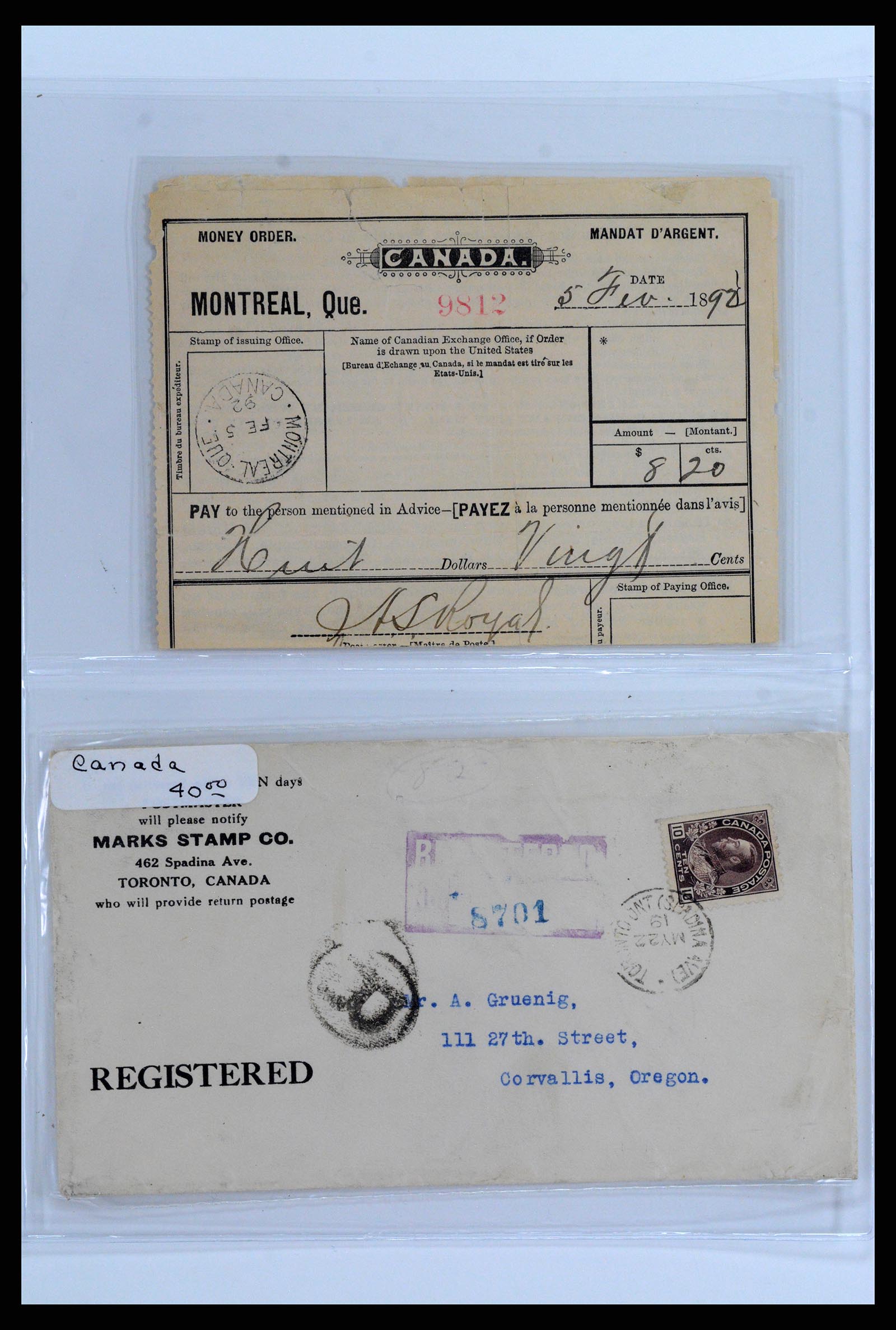 37923 010 - Stamp Collection 37923 Canada covers 1852-1970.