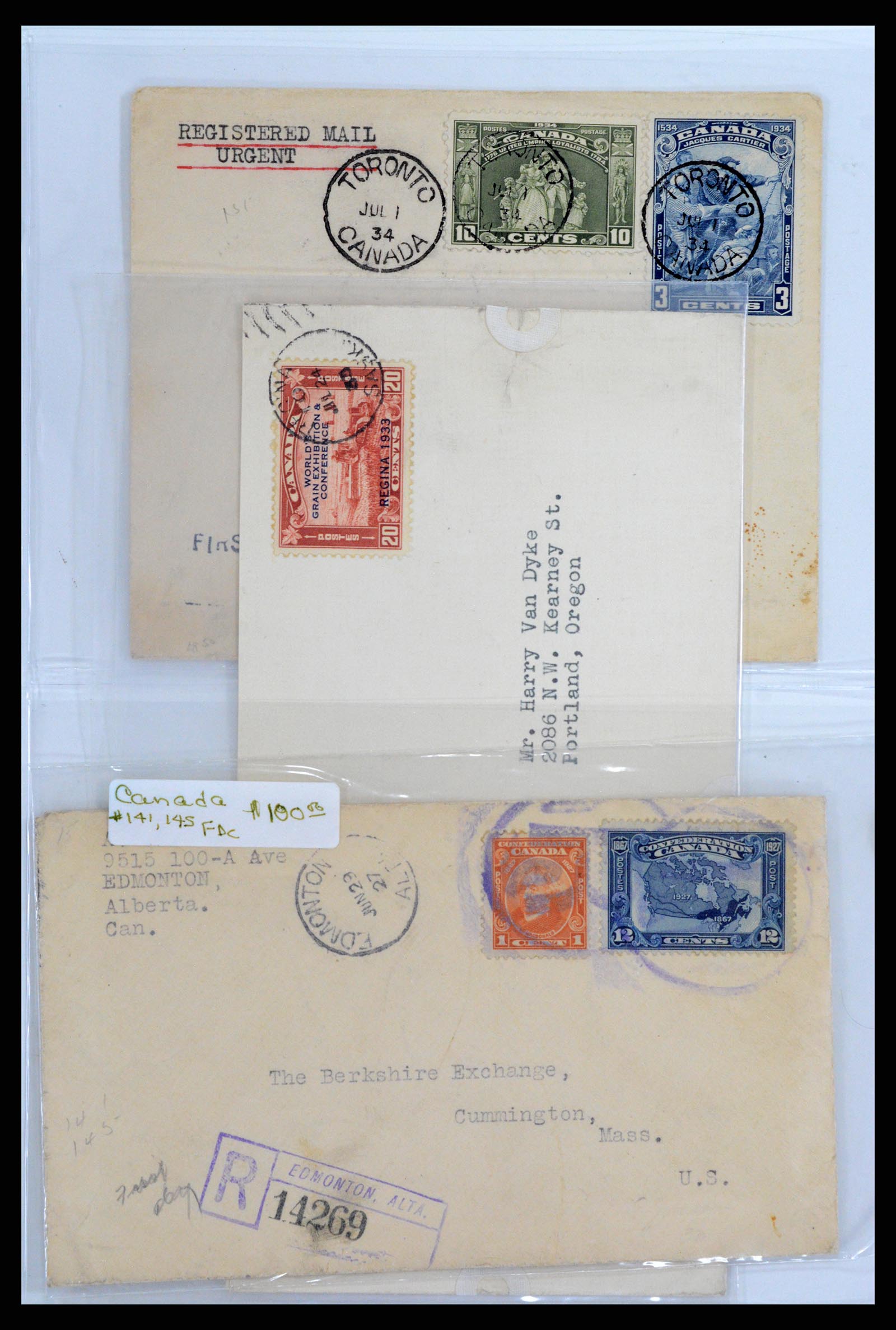 37923 016 - Stamp Collection 37923 Canada covers 1852-1970.