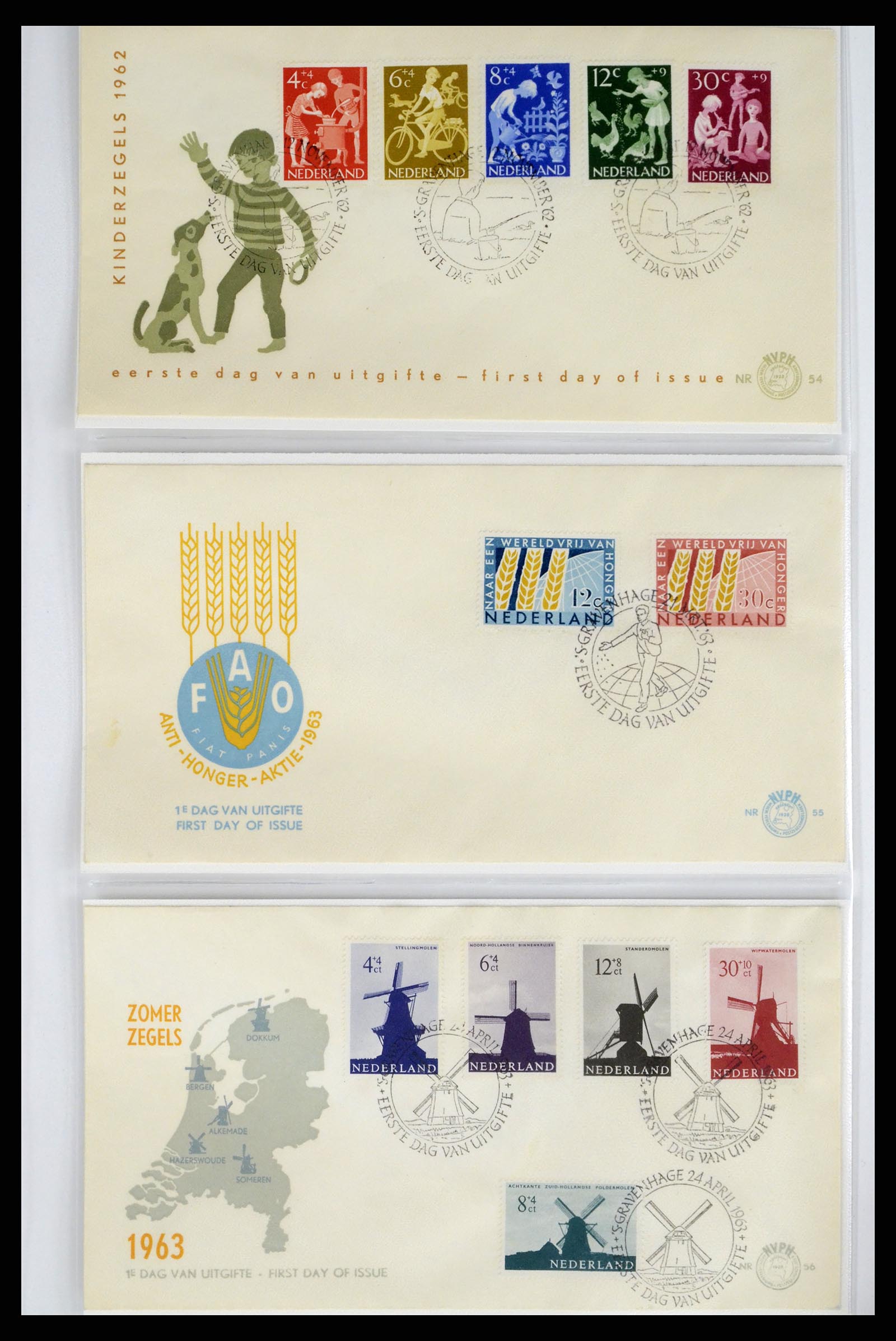 37983 012 - Postzegelverzameling 37983 Nederland FDC's 1954-1987.