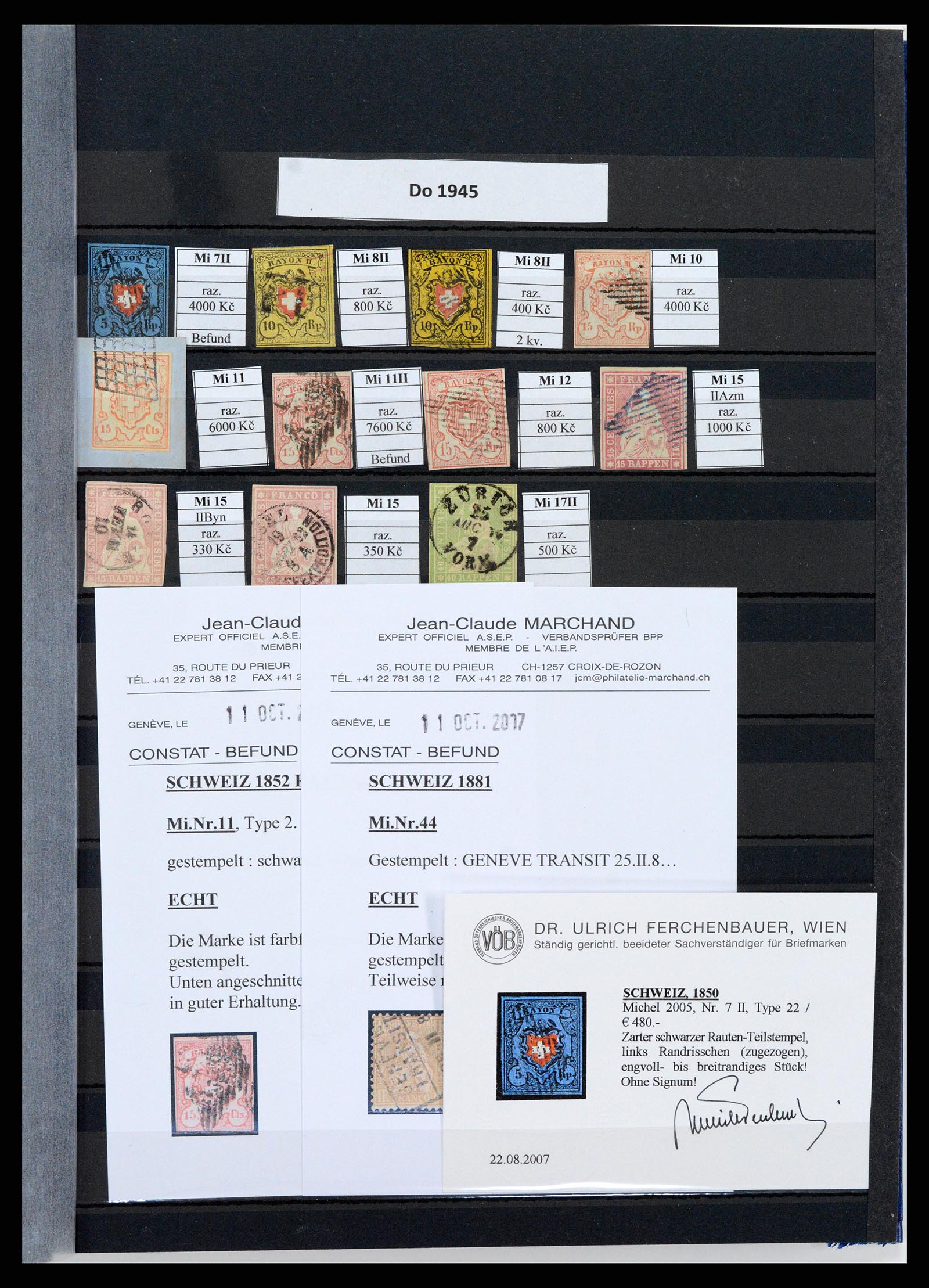 37990 001 - Stamp Collection 37990 Switzerland and Liechtenstein key stamps 1850-196