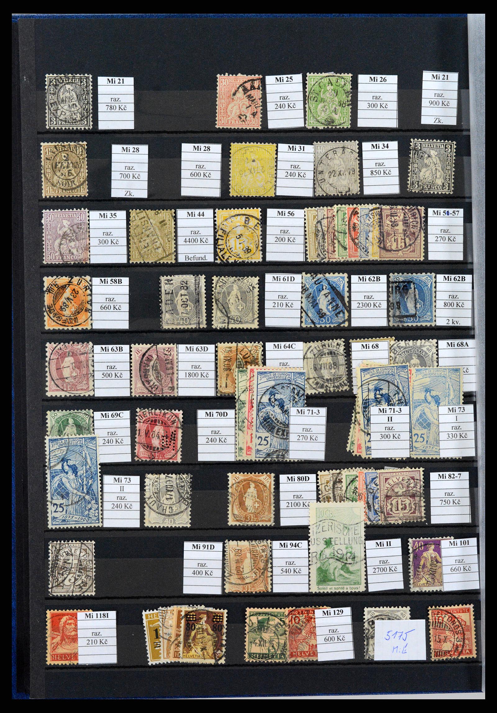 37990 002 - Stamp Collection 37990 Switzerland and Liechtenstein key stamps 1850-196