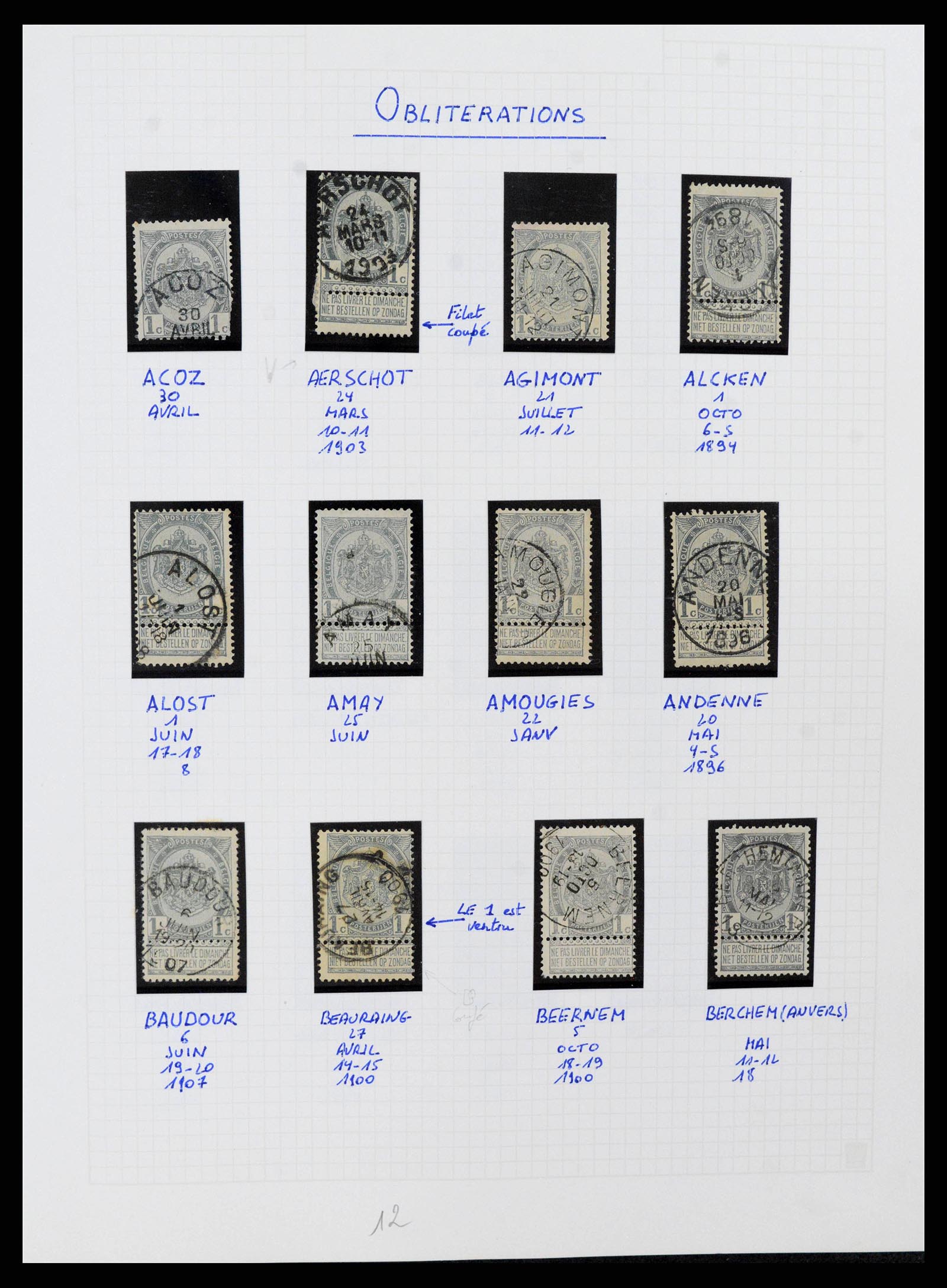 38023 0017 - Stamp collection 38023 Belgium 1893-1900.