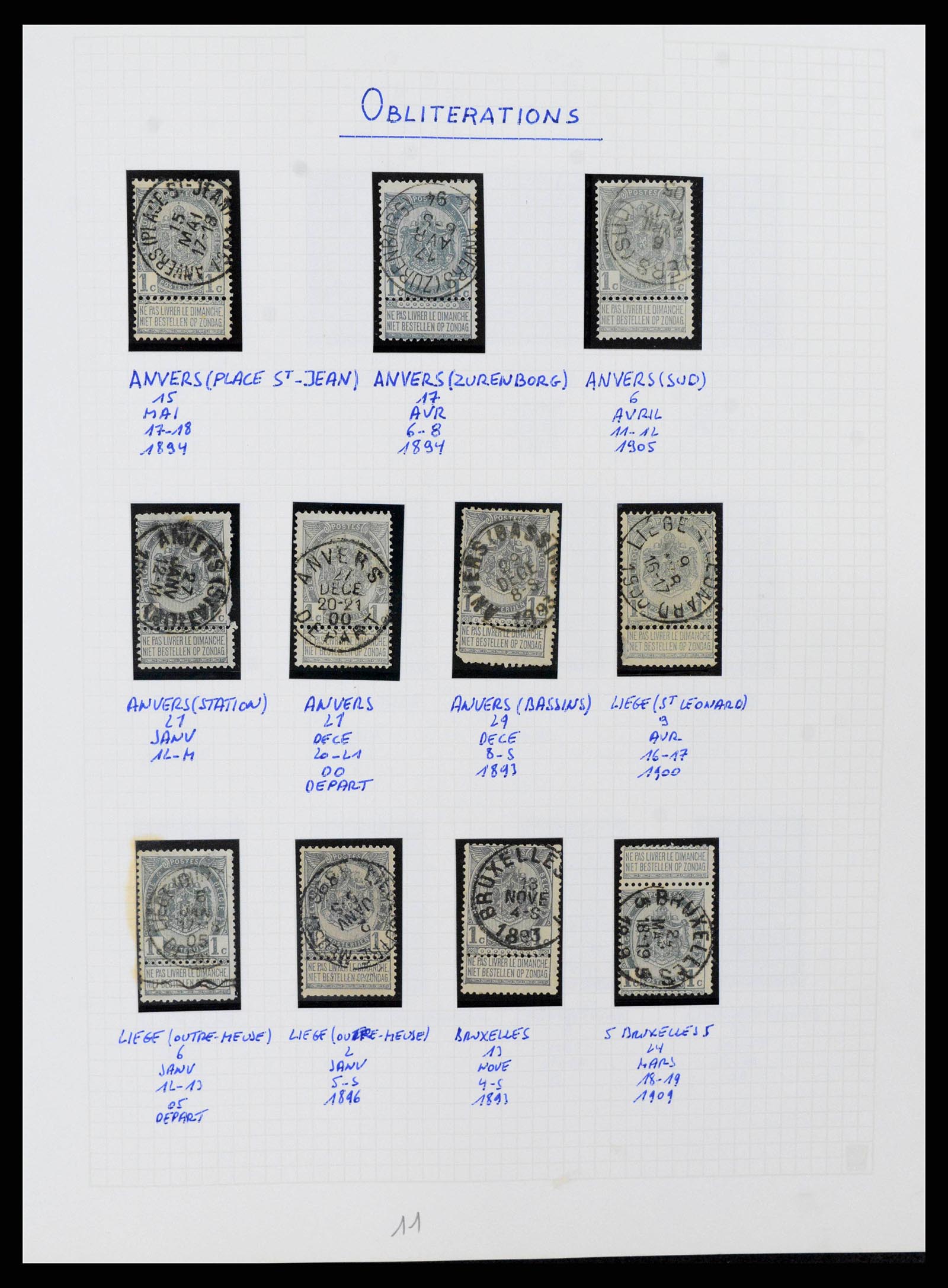 38023 0019 - Stamp collection 38023 Belgium 1893-1900.