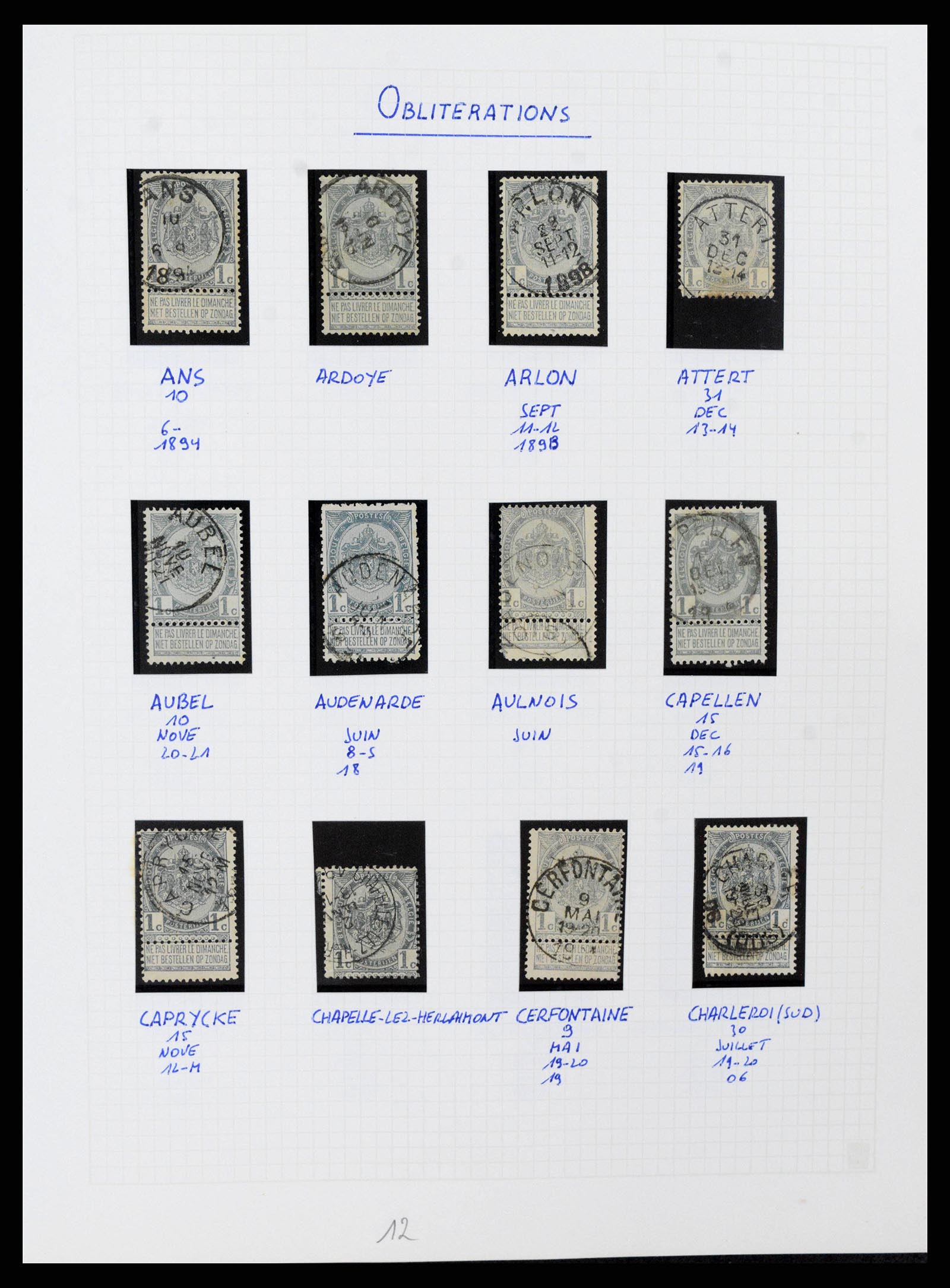 38023 0020 - Stamp collection 38023 Belgium 1893-1900.