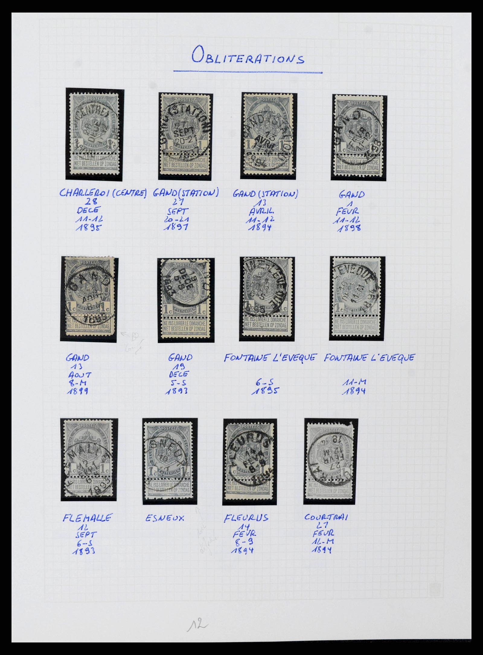 38023 0023 - Stamp collection 38023 Belgium 1893-1900.