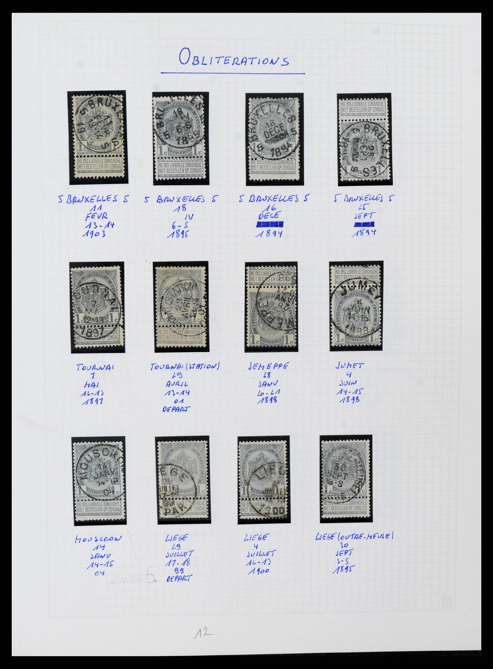 38023 0027 - Postzegelverzameling 38023 België 1893-1900.