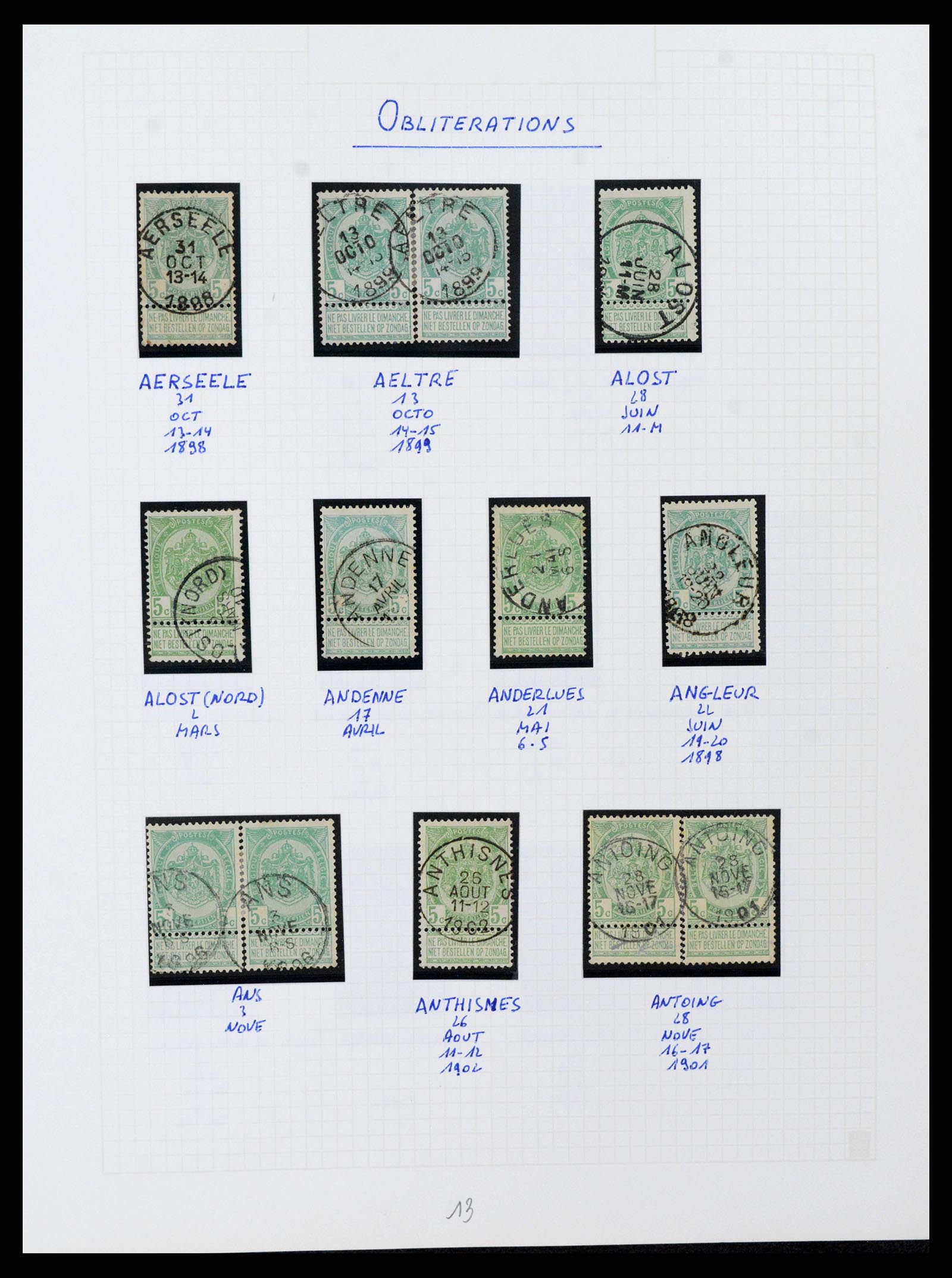38023 0073 - Postzegelverzameling 38023 België 1893-1900.