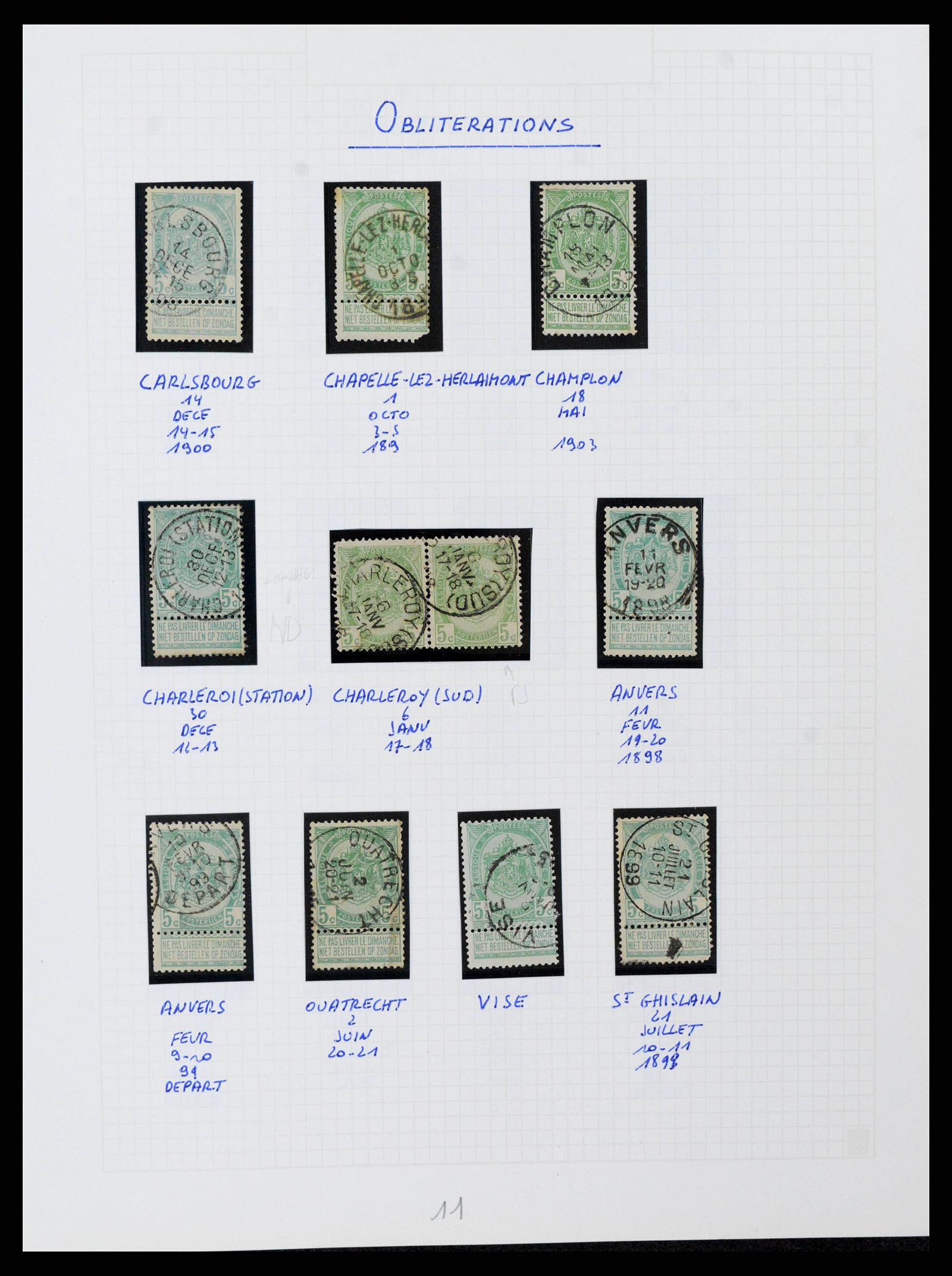 38023 0078 - Postzegelverzameling 38023 België 1893-1900.