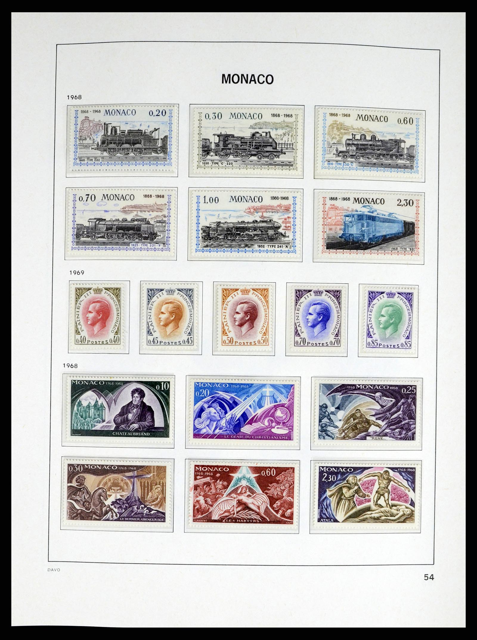38041 0054 - Stamp collection 38041 Monaco 1885-1974.