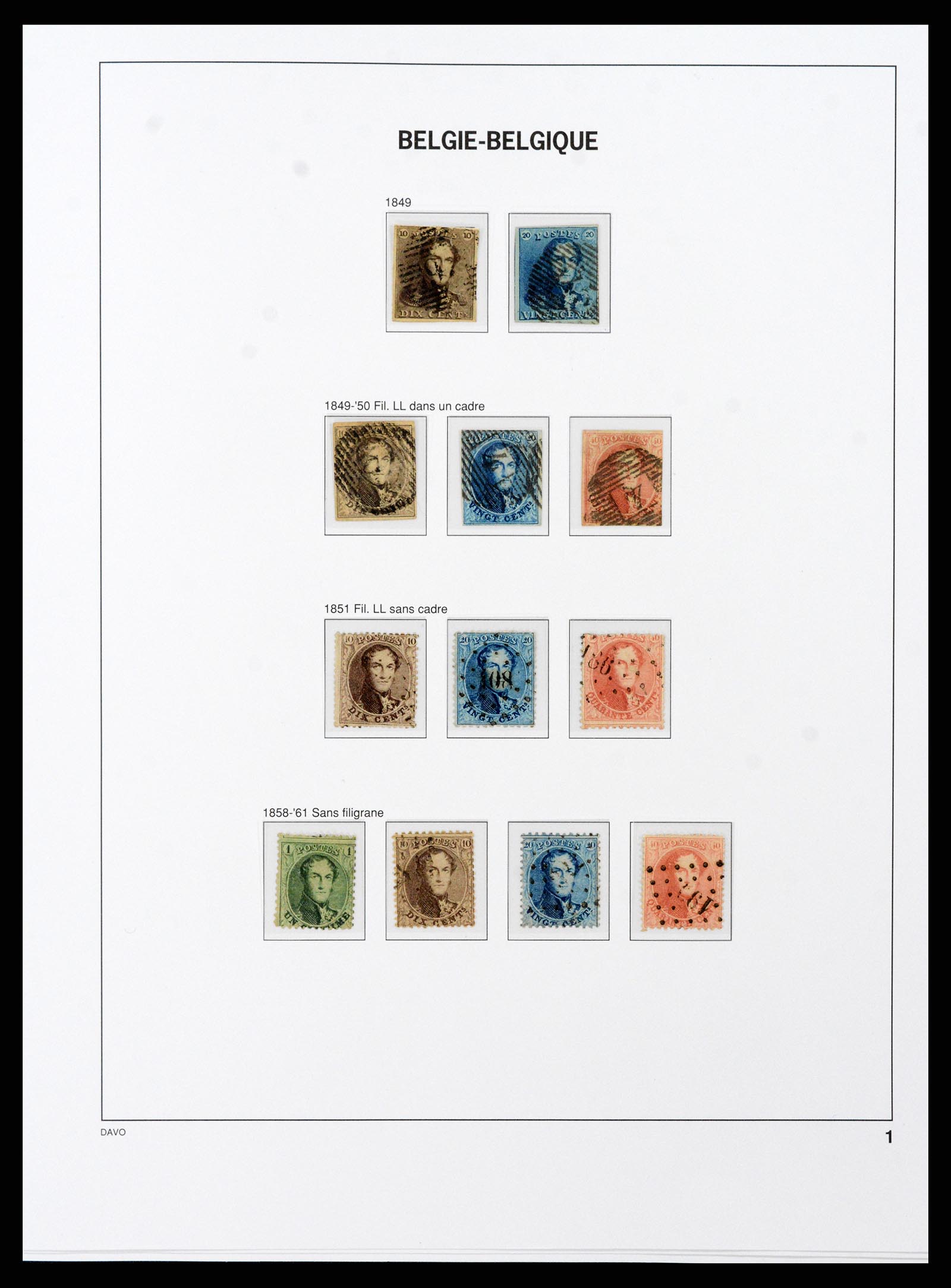 38073 001 - Postzegelverzameling 38073 België 1849-1950.