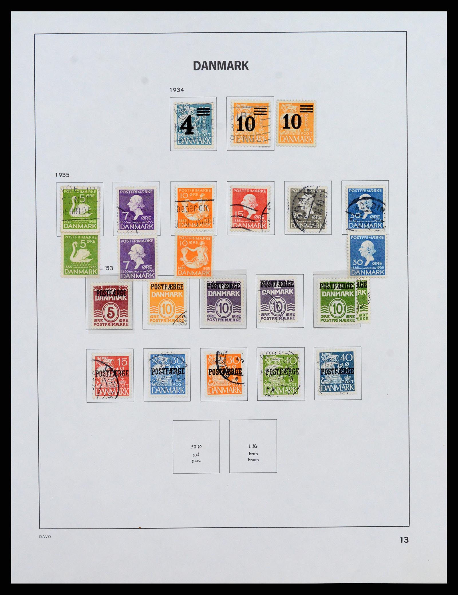 38077 0013 - Postzegelverzameling 38077 Denemarken 1851-1985.