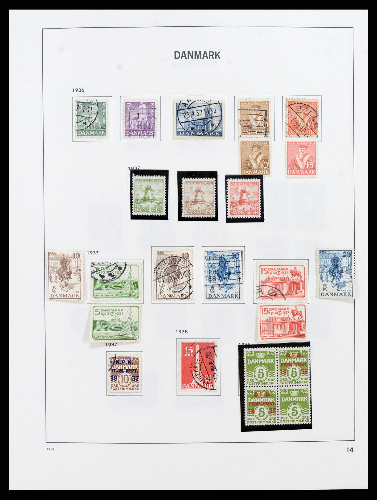 38077 0014 - Postzegelverzameling 38077 Denemarken 1851-1985.