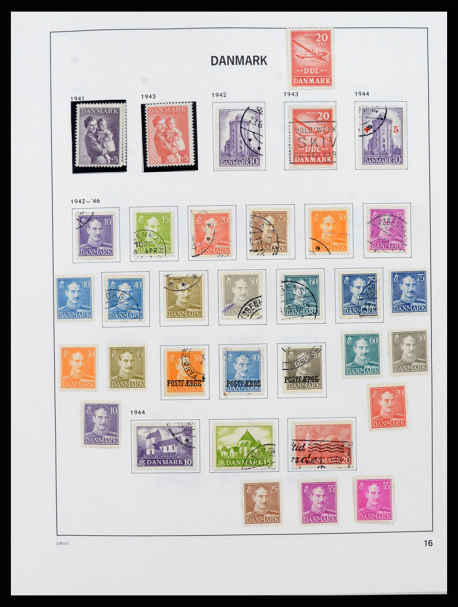 38077 0016 - Postzegelverzameling 38077 Denemarken 1851-1985.